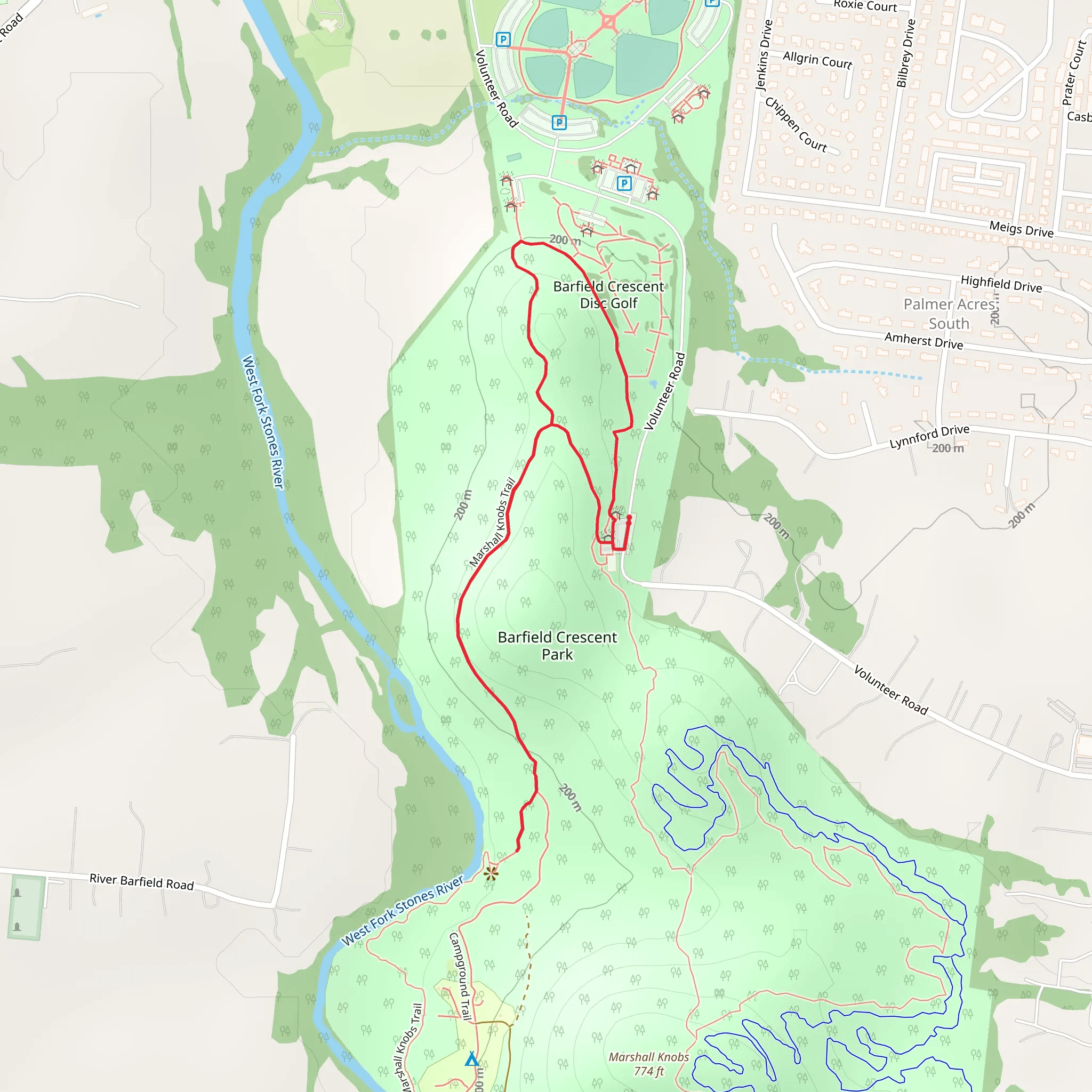 Marshall Knobs Loop mobile static map