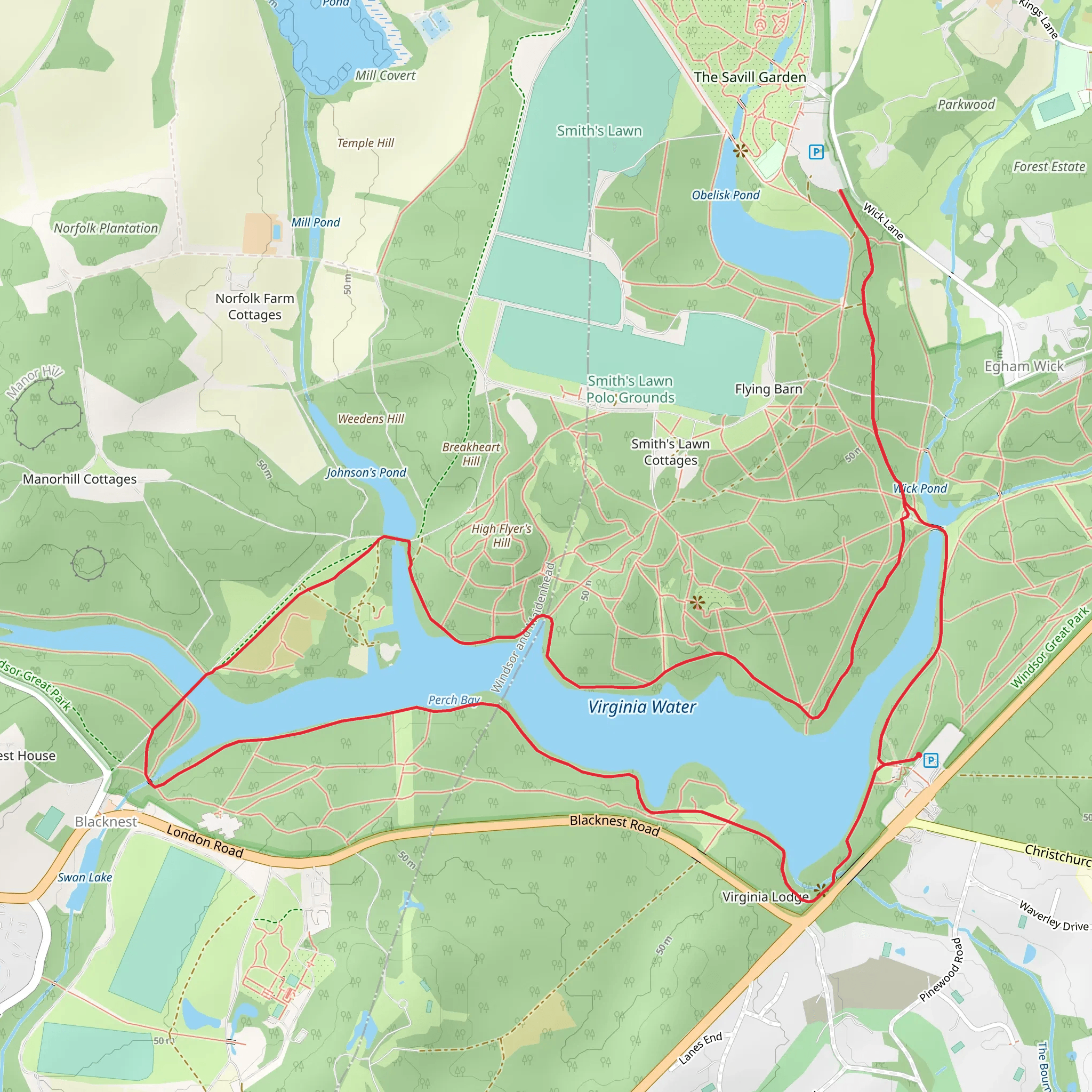 A Circuit of Virginia Water mobile static map