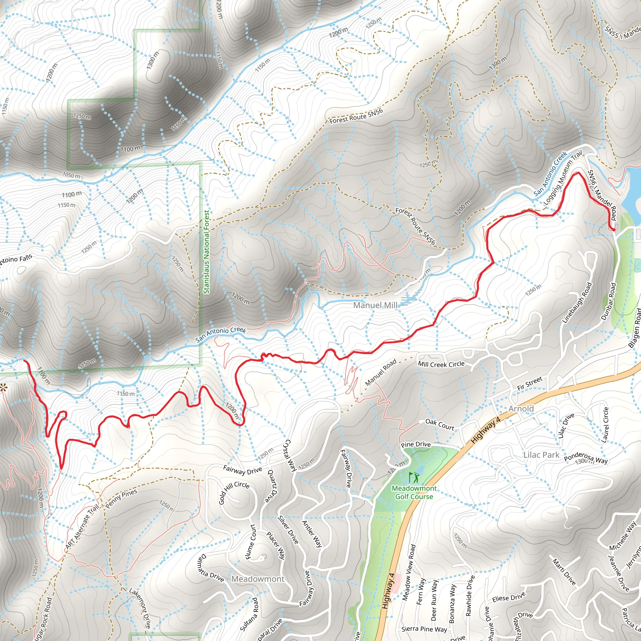 Arnold Rim Trail - White Pines Lake mobile static map