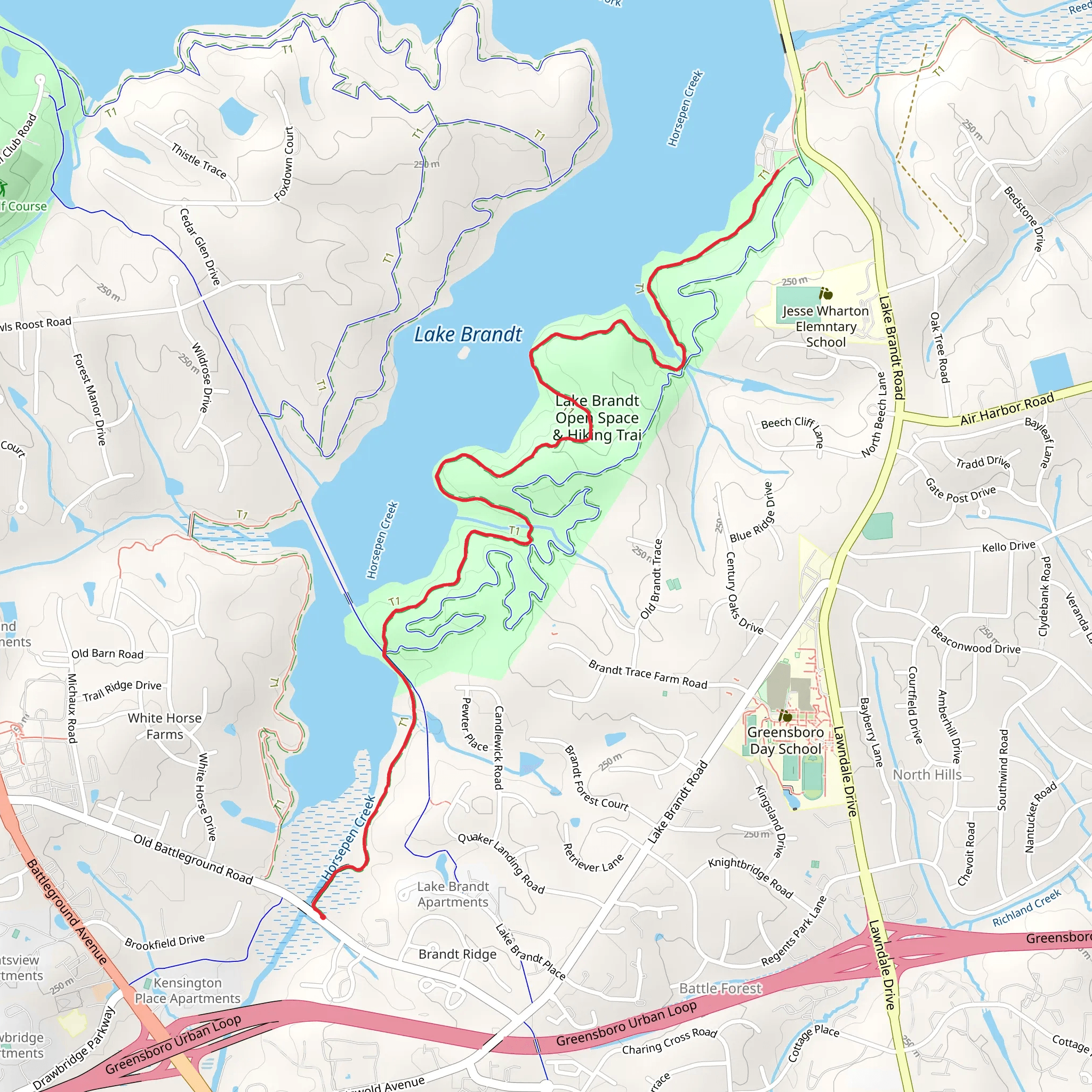 Nat Greene Trail - Lake Brandt mobile static map