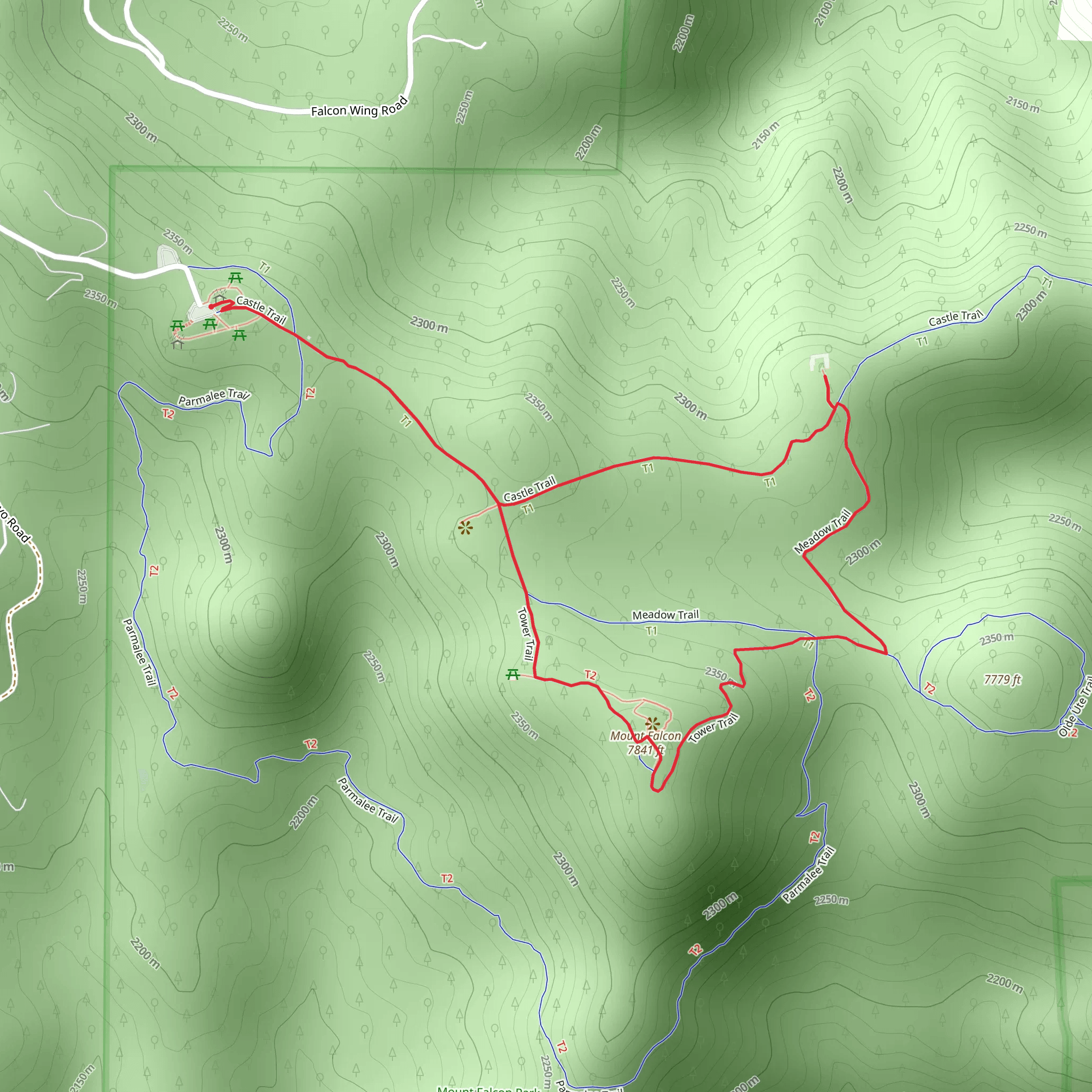 Mount Falcon Loop via Castle Trail mobile static map