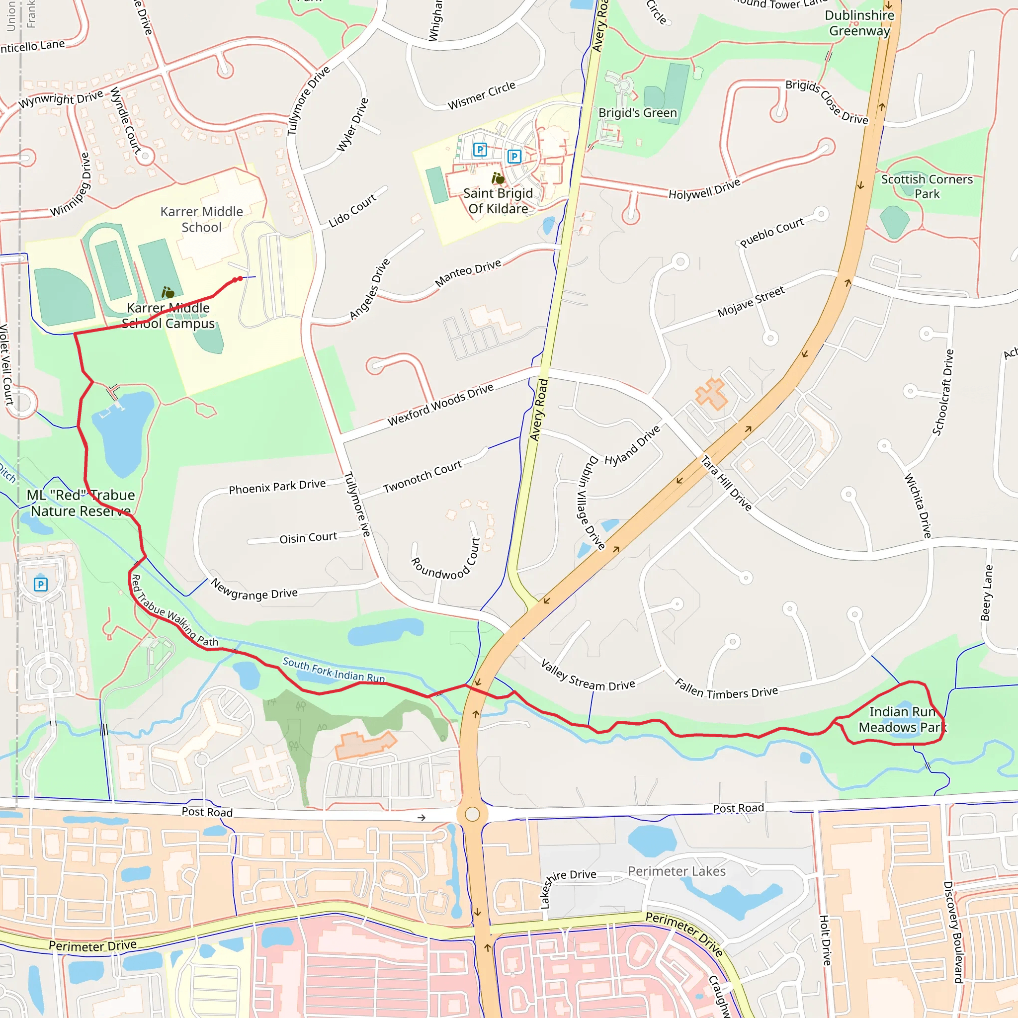 Red Trabue Walking Path mobile static map