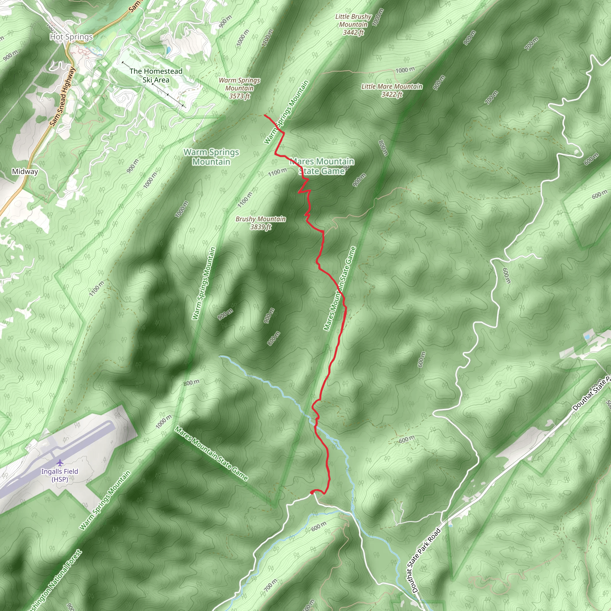 Warm Springs Mountain via Mountain Momma Expert Cross Country mobile static map