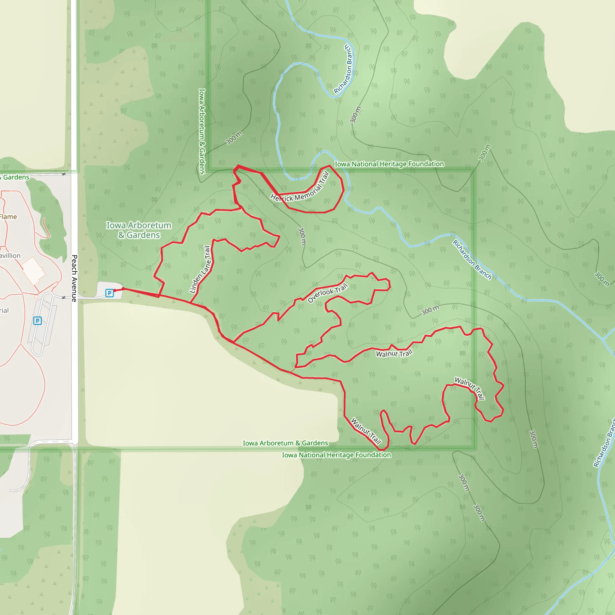 Linden Lane Trail, Herrick Memorial Trail and Walnut Trail Loop mobile static map