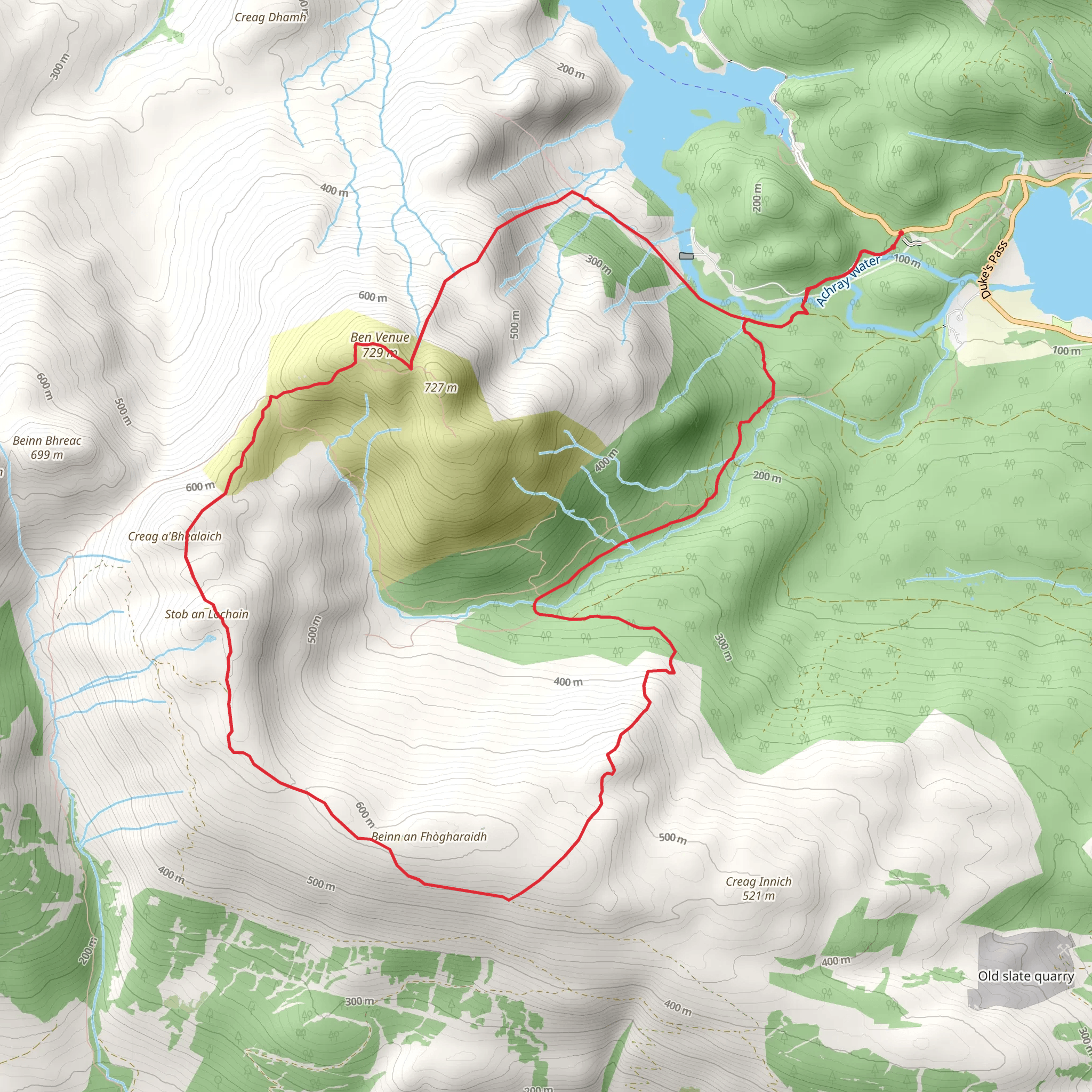 Ben Venue Loop from Loch Achray mobile static map