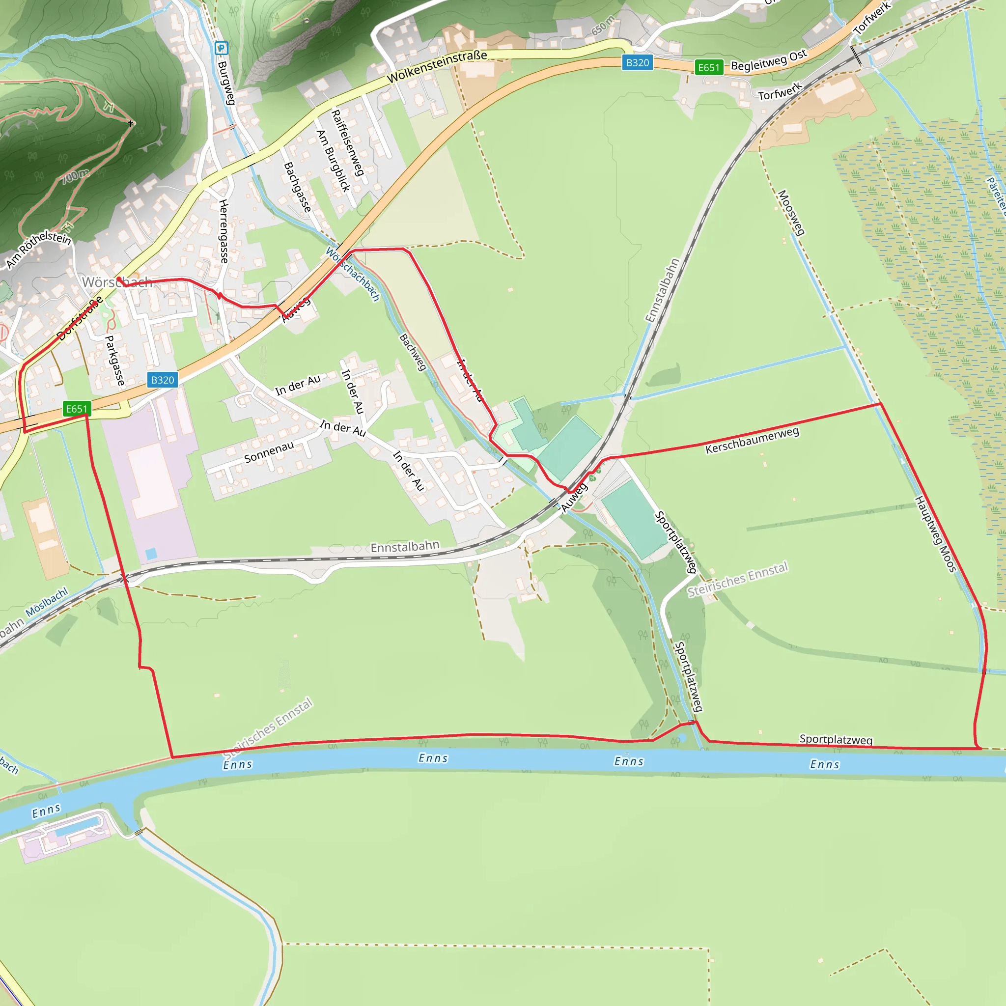 Wörschacherway and Enns-Moos-Way mobile static map