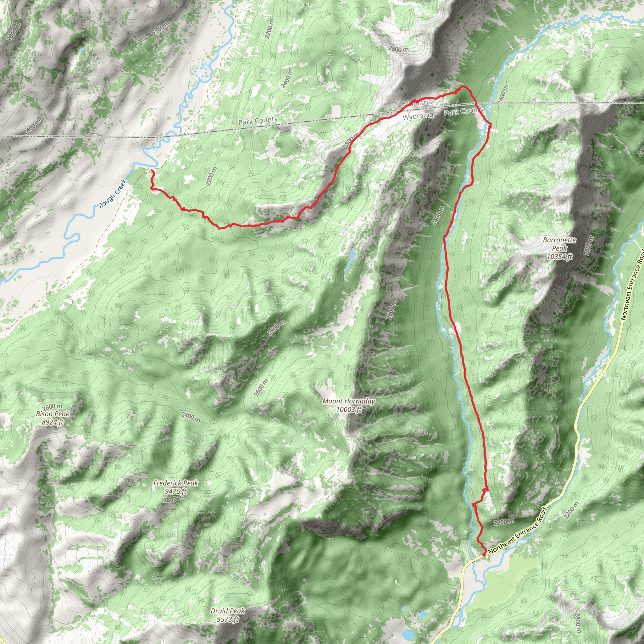 Pebble Creek Trail to Bliss Pass mobile static map