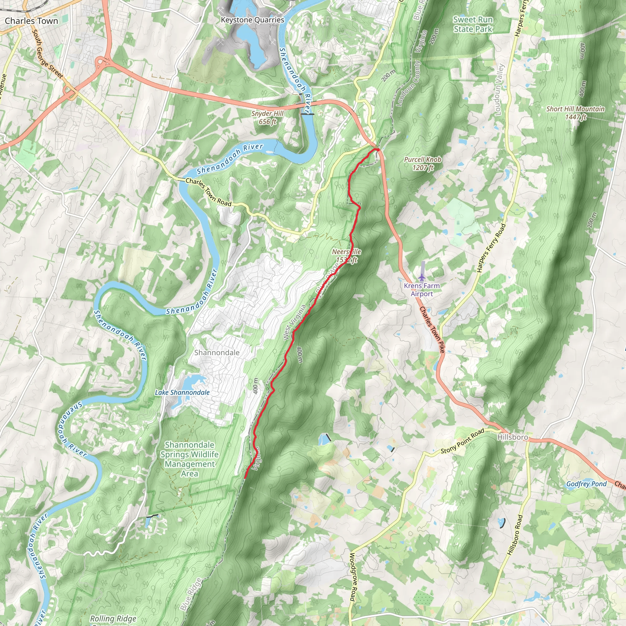 Neersville via Appalachian Trail mobile static map