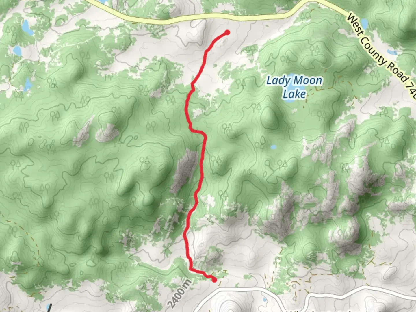 An image depicting the trail Lady Moon Trail and its surrounding area.