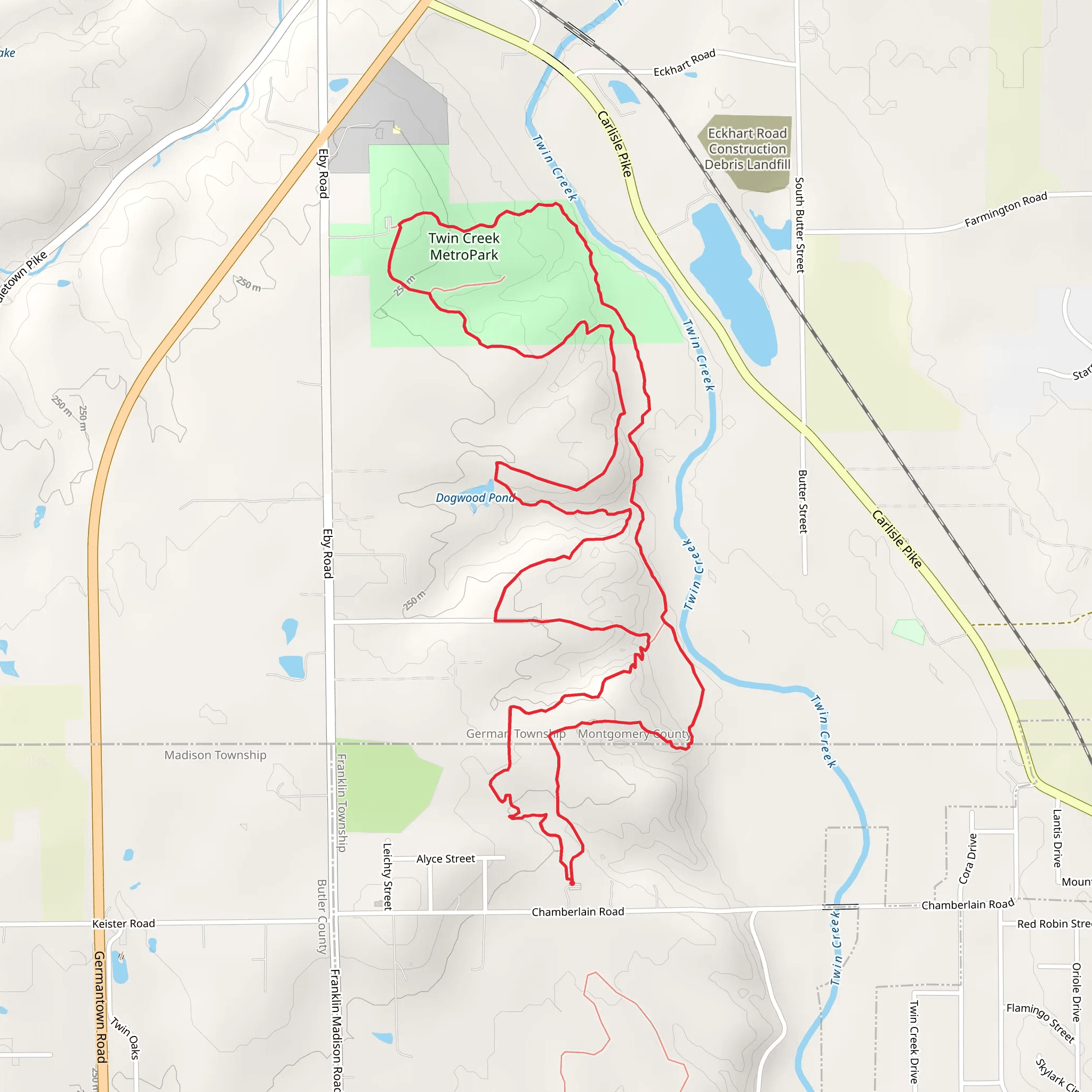 Twin Creek Metropark Loop mobile static map