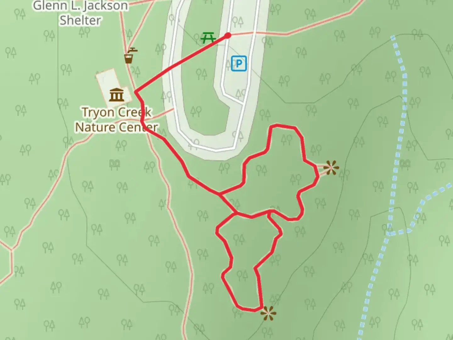 An image depicting the trail Ruth Pennington Trillium Loop Trail and its surrounding area.