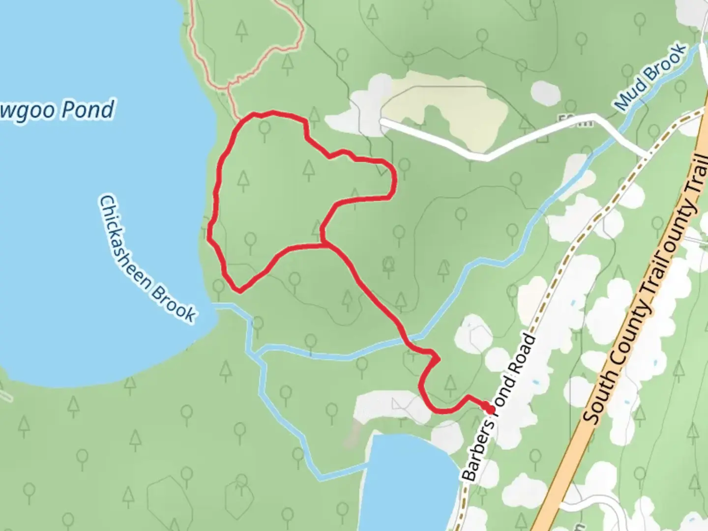 An image depicting the trail Yawgoo Pond Loop Trail and its surrounding area.