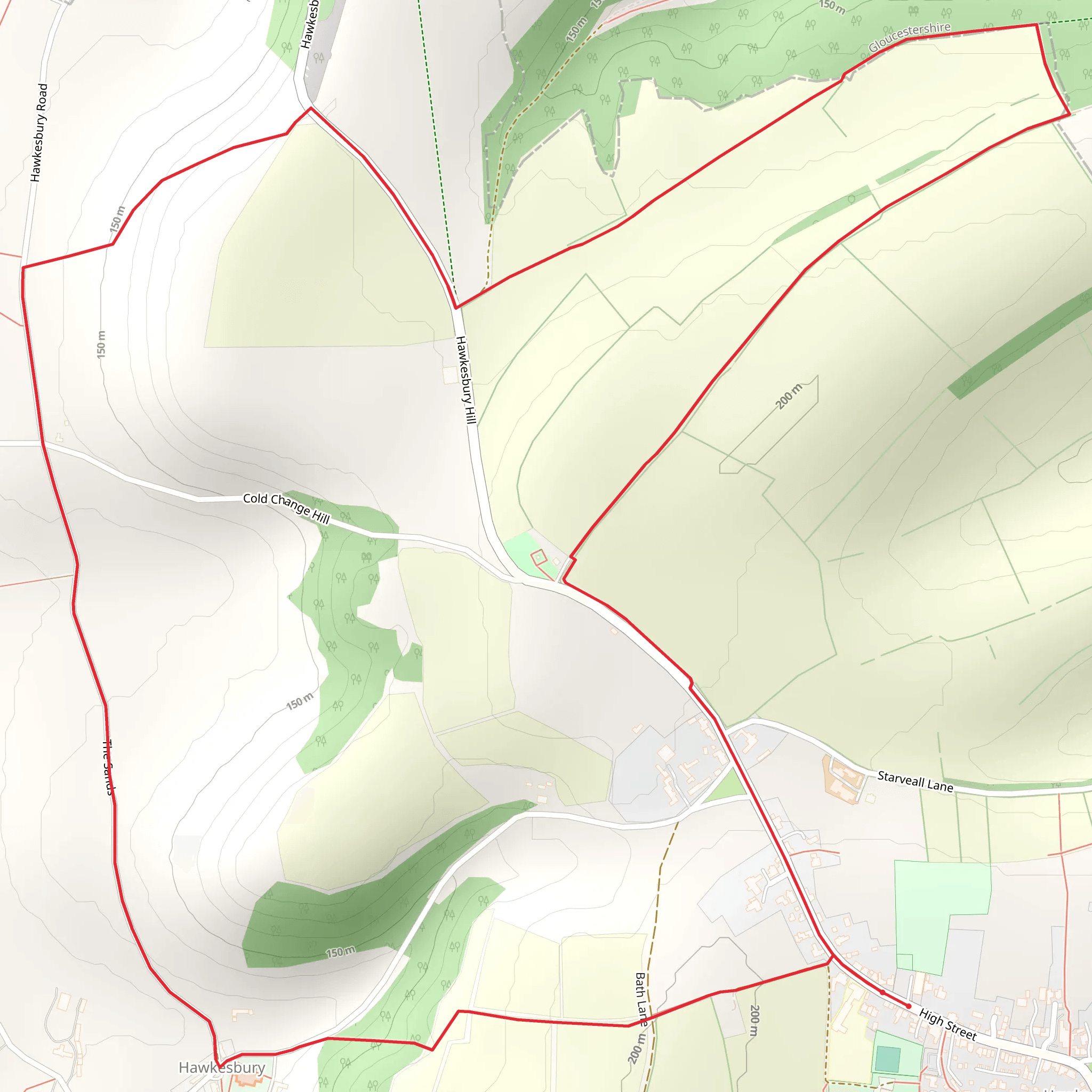 Circular walk via Hawkesbury Church mobile static map
