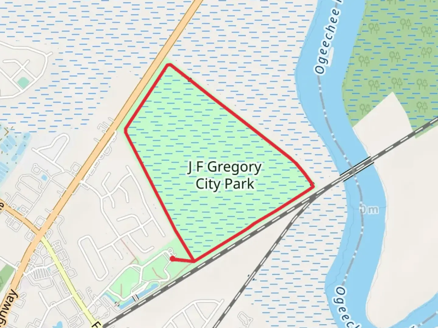 An image depicting the trail J F Gregory City Park Loop and its surrounding area.
