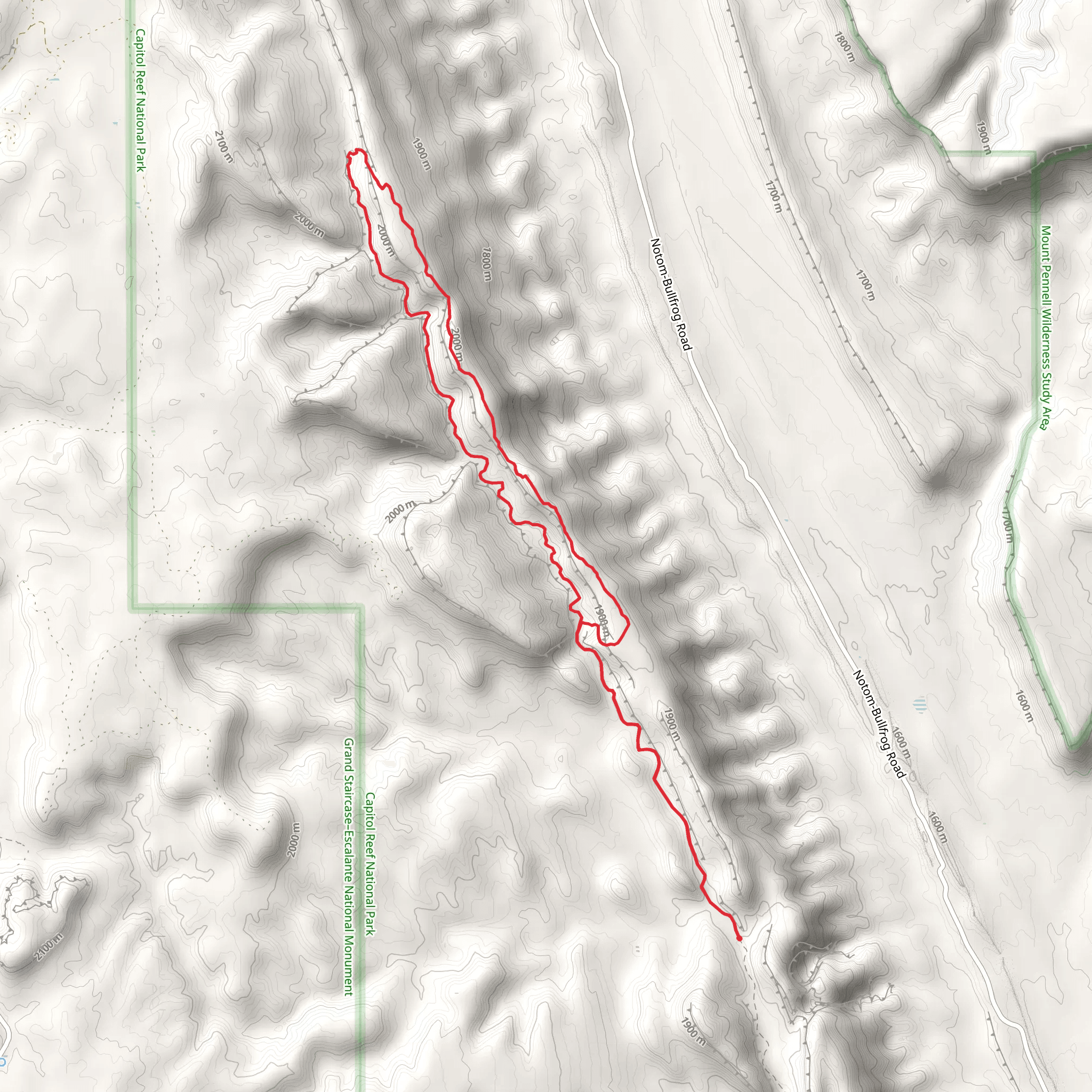 Upper Muley Twist Canyon Trail mobile static map