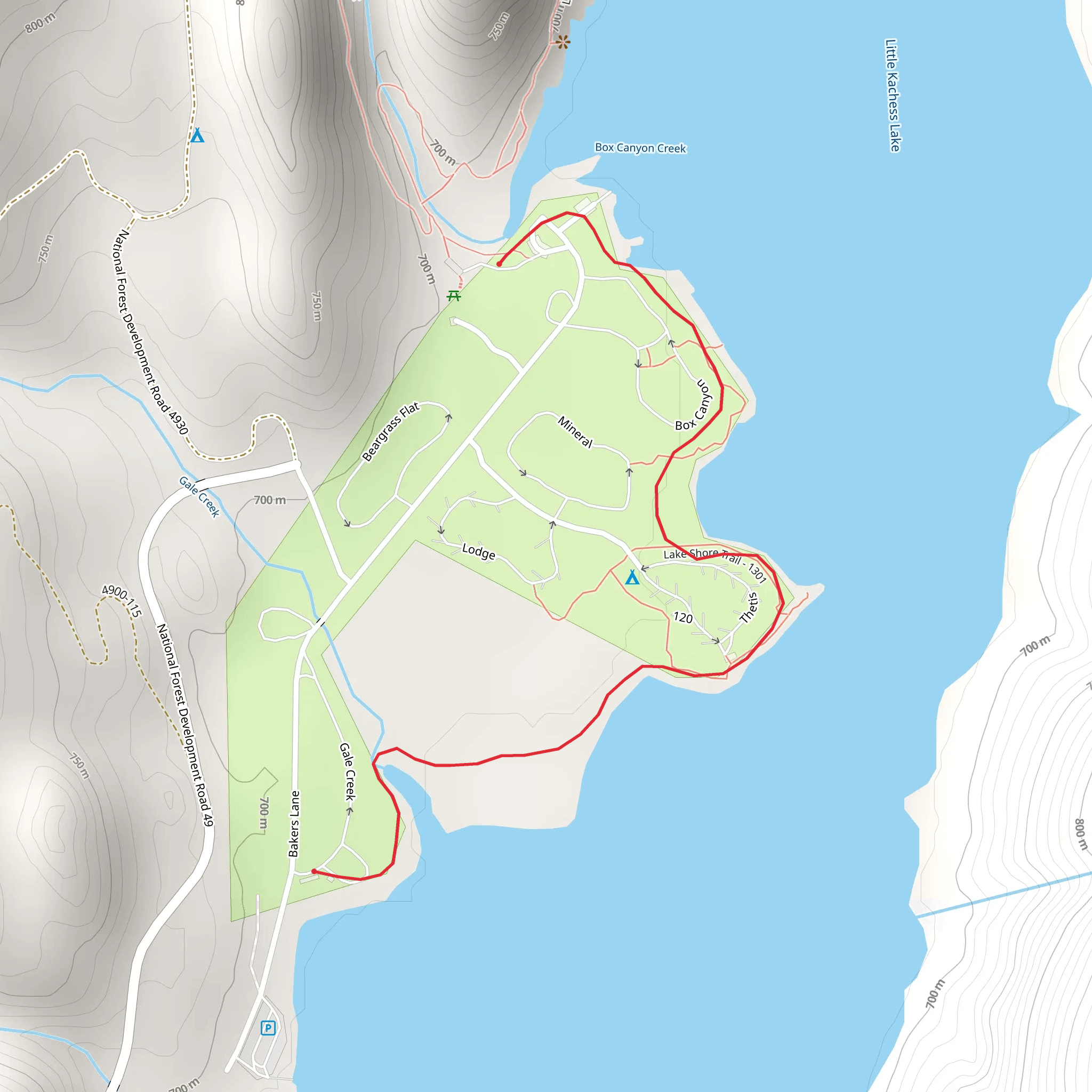 Kachess Lake Shore Trail mobile static map