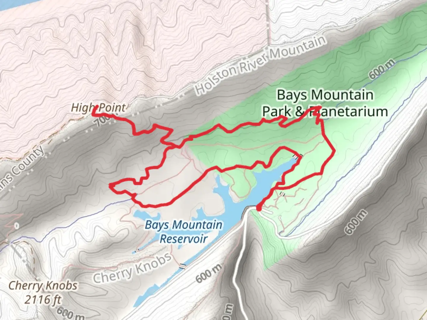 An image depicting the trail Bays Mountain Reservoir - Lakeside Trail and its surrounding area.