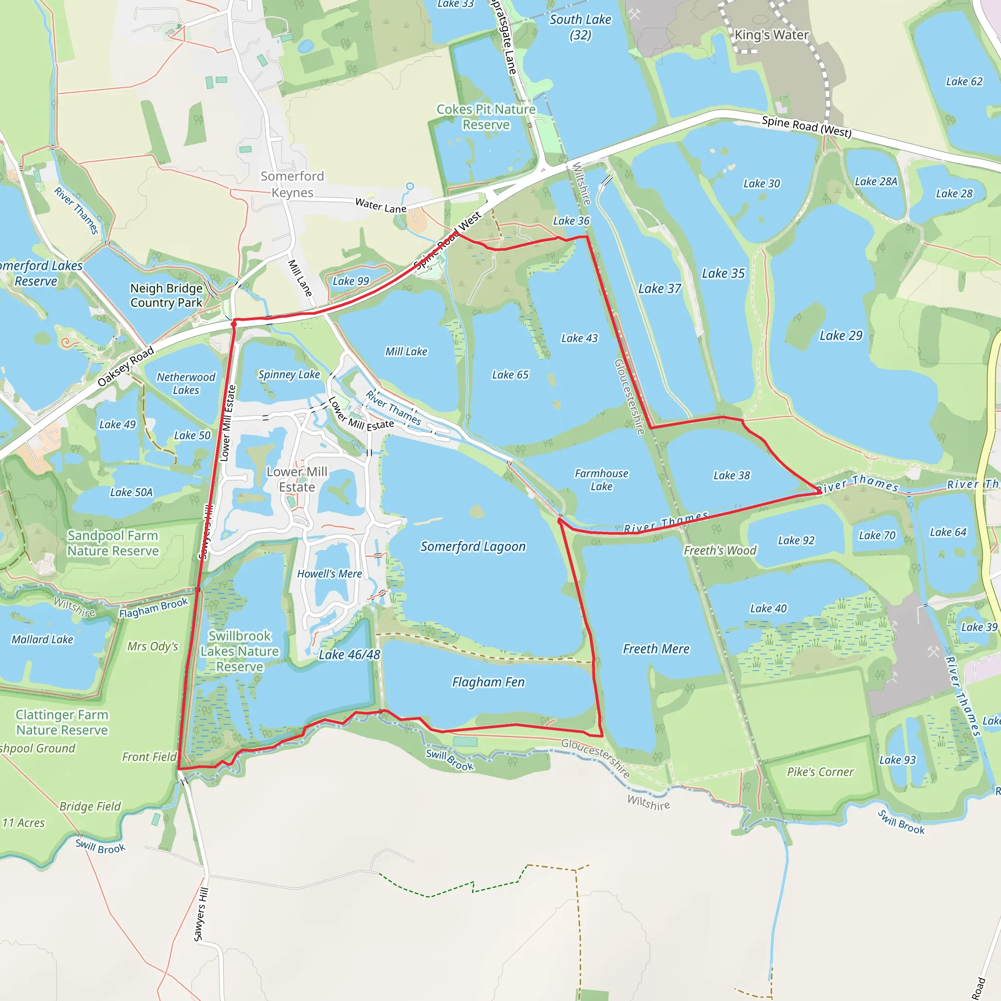 Swillbrook Lakes Nature Reserve Loop mobile static map