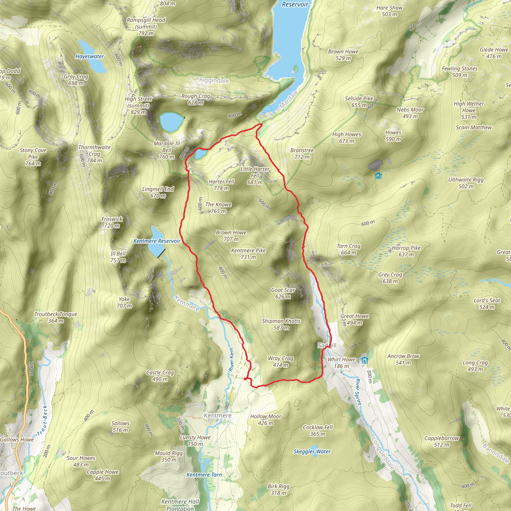 Sadgill Wood, Cleft Ghyll and Smallthwaite Knott Loop mobile static map