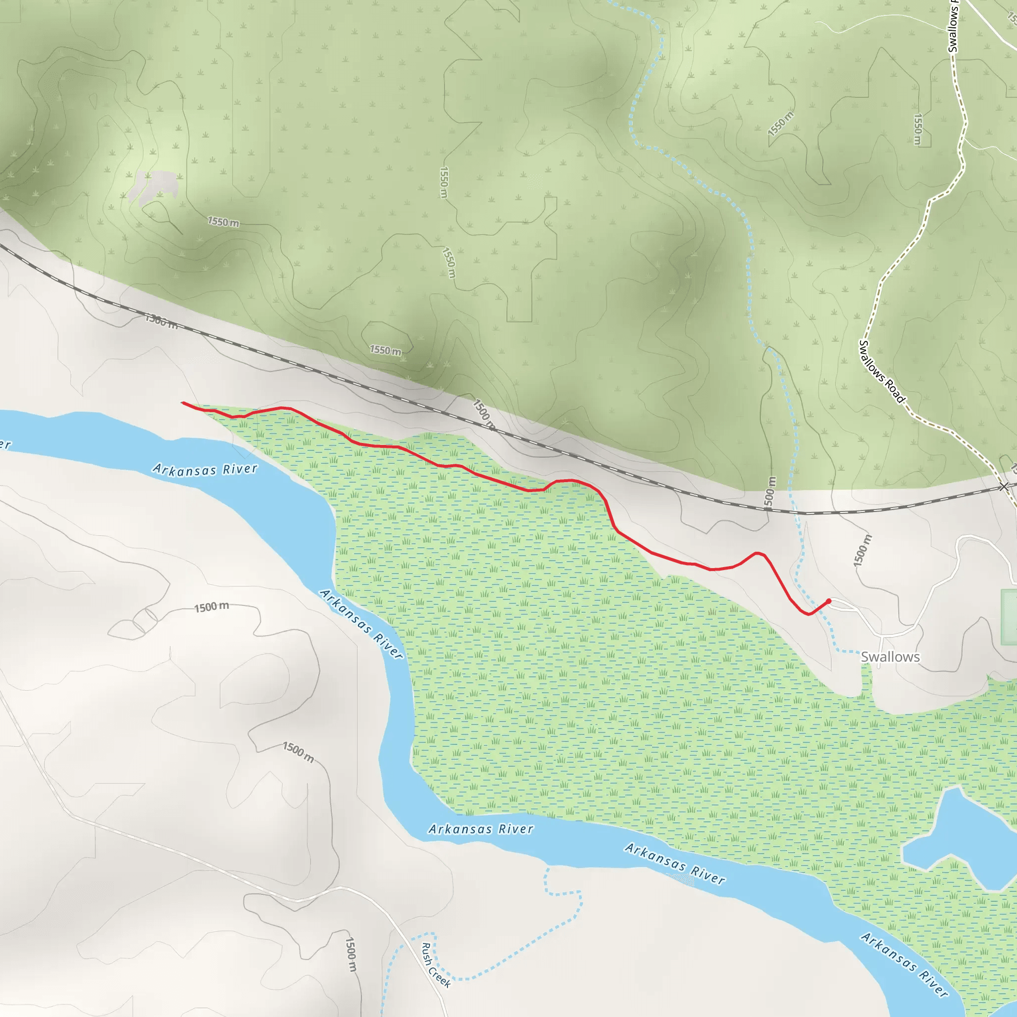 Walk beside Arkansas River - Swallows mobile static map