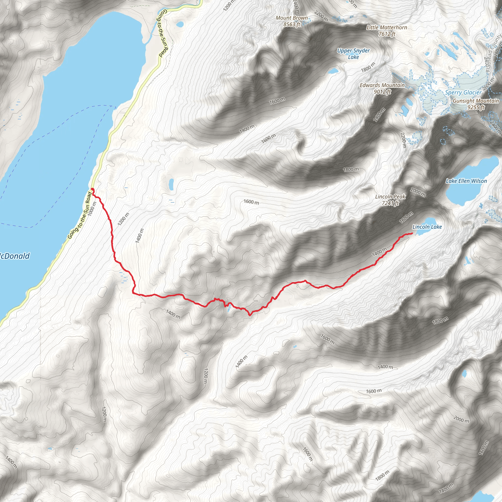 Lincoln Lake Trail mobile static map
