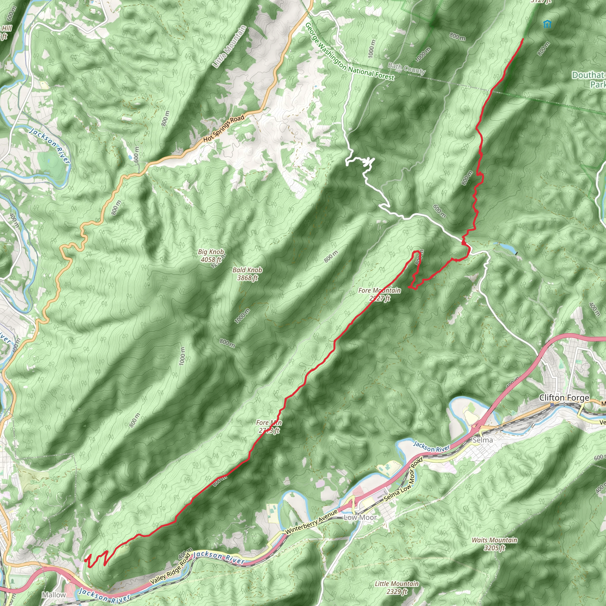 Fore Mountain Trail from Smokey Bear Lane mobile static map