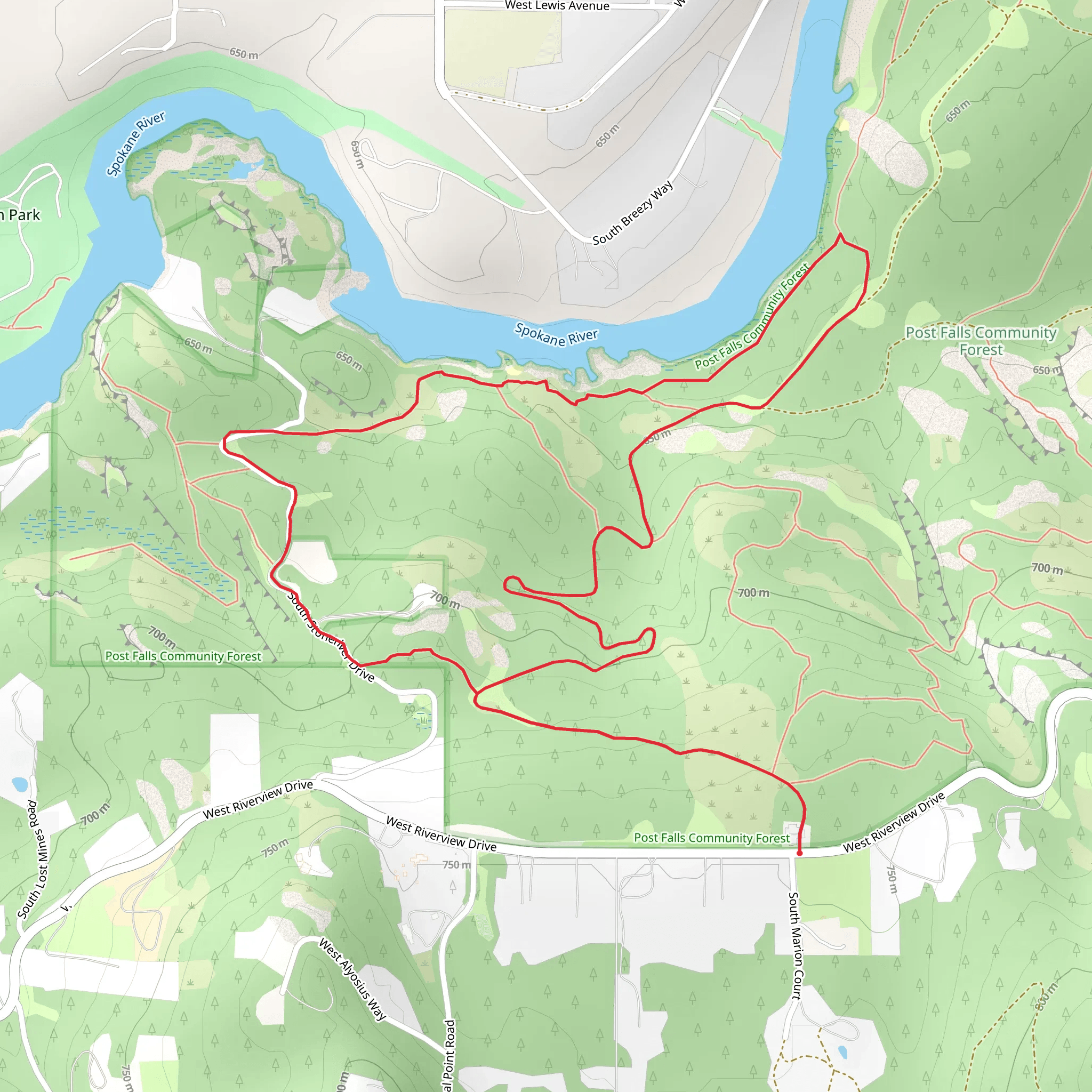 Spokane River Loop mobile static map