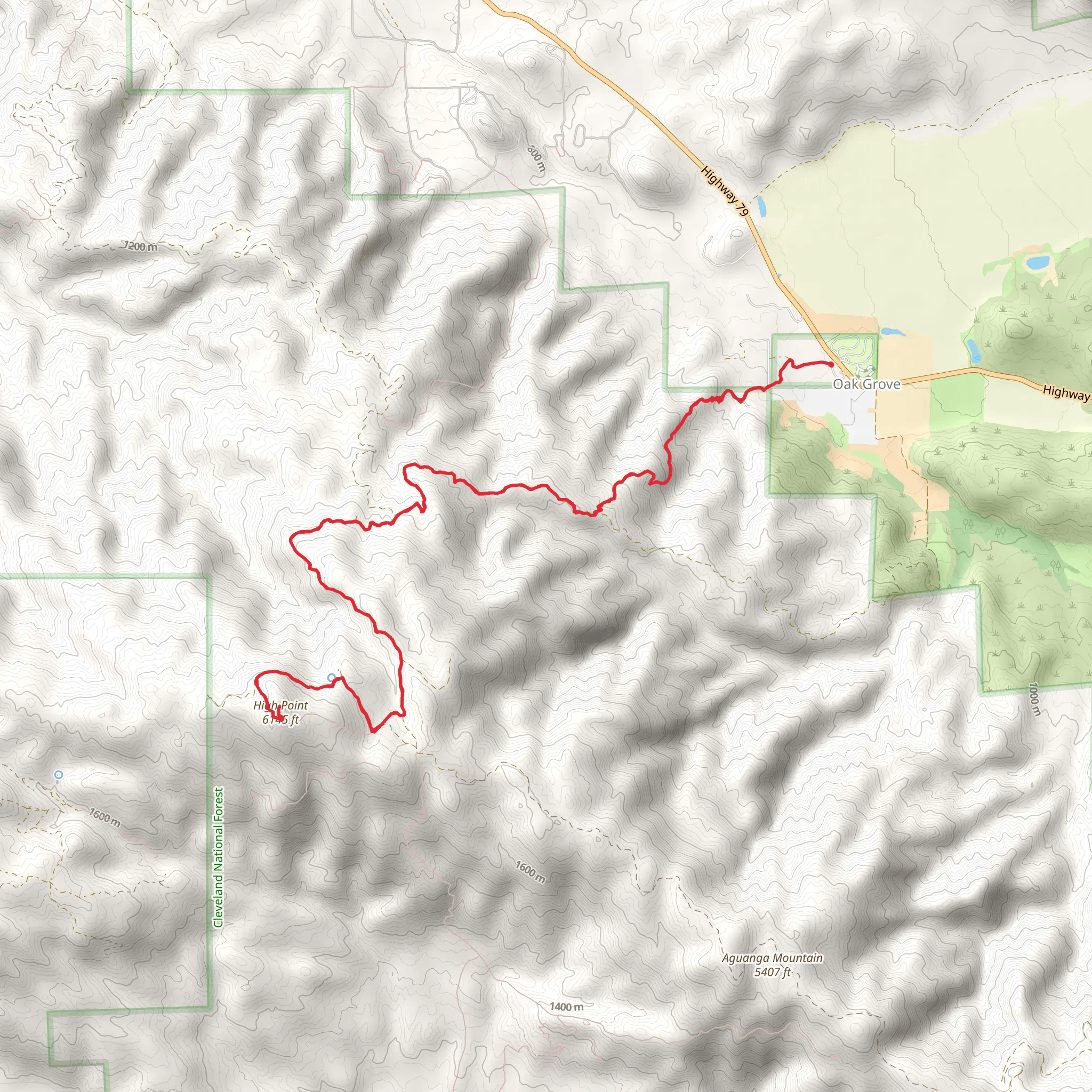 High Point via Oak Grove Trail mobile static map