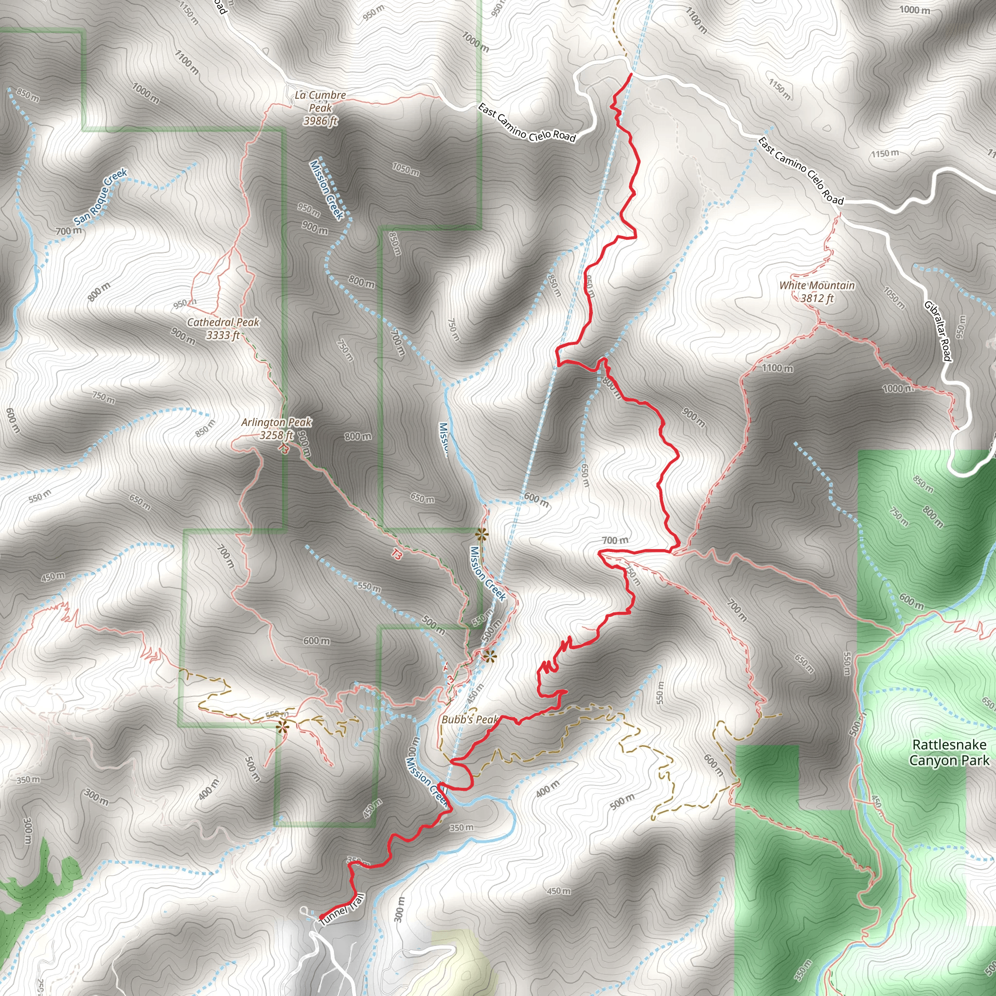 Mission Creek and Mission Tunnel Trail mobile static map