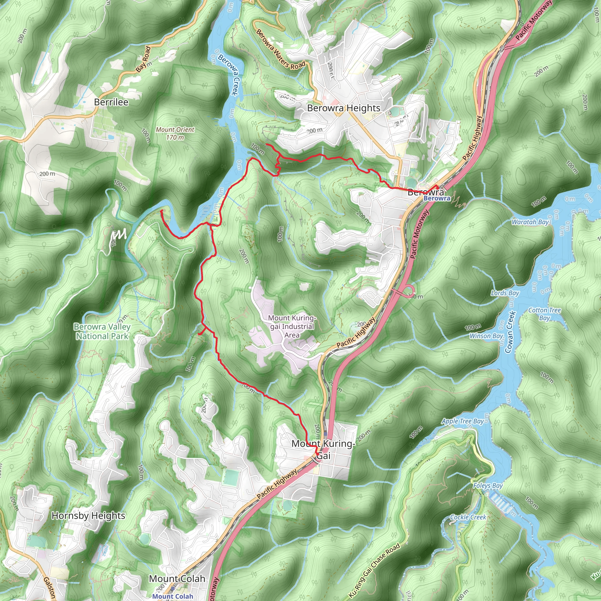 Mt Kuring-gai to Berowra via Crosslands mobile static map