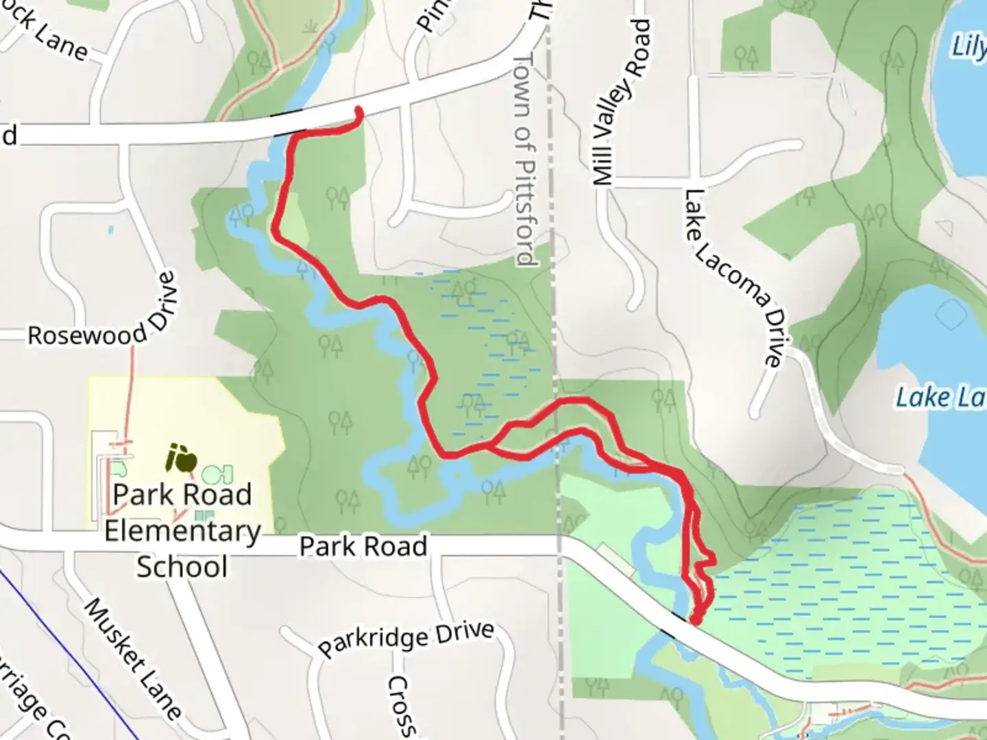 An image depicting the trail Irondequoit Creek Trail and its surrounding area.