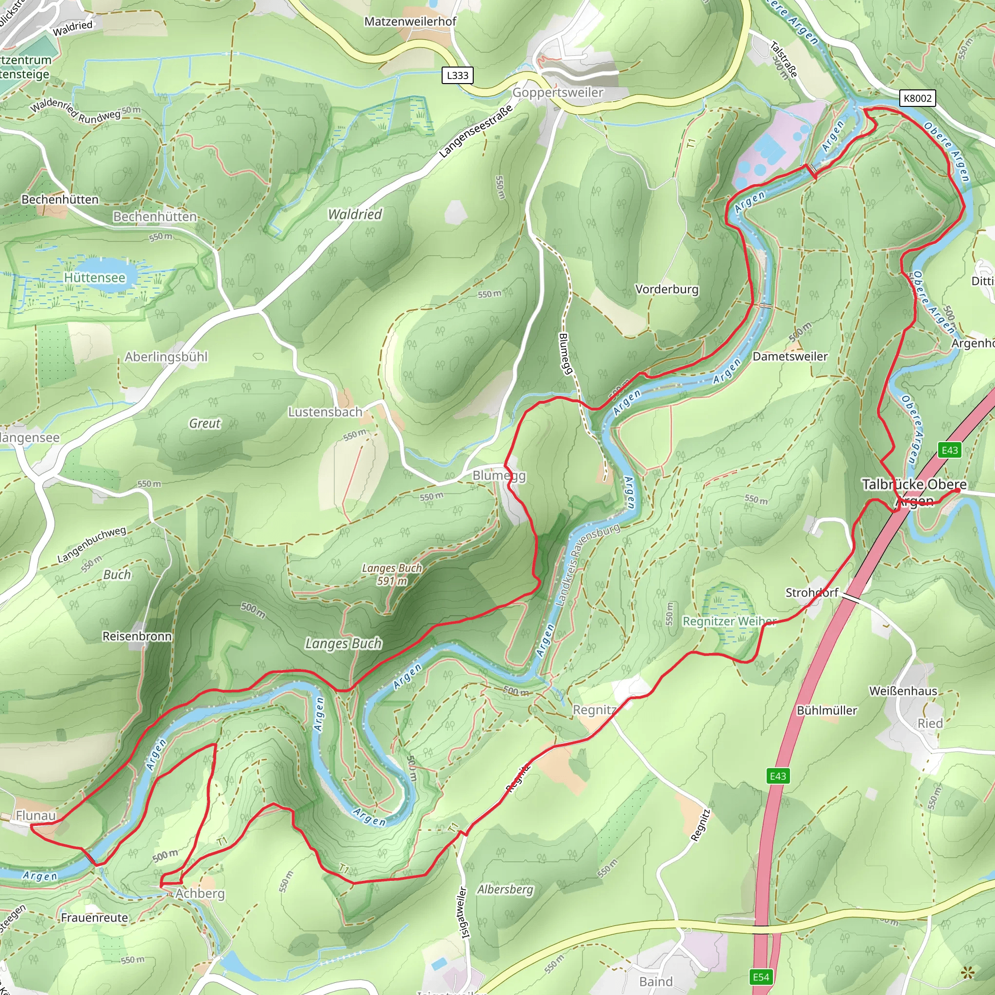Argen Loop via Wanderweg mobile static map