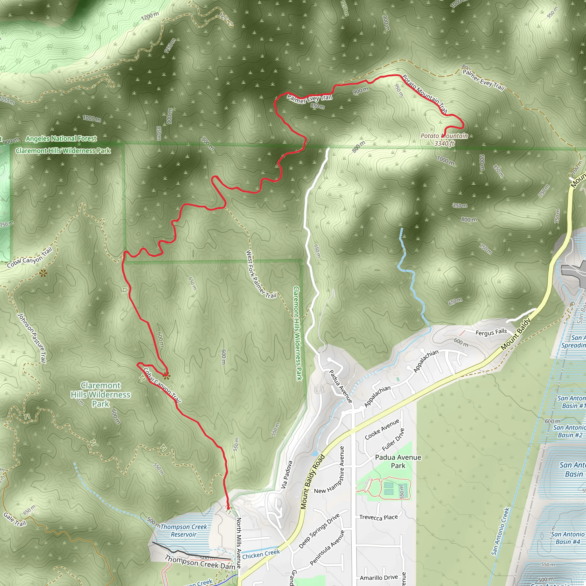 Potato Mountain via Palmer Evey Walk mobile static map