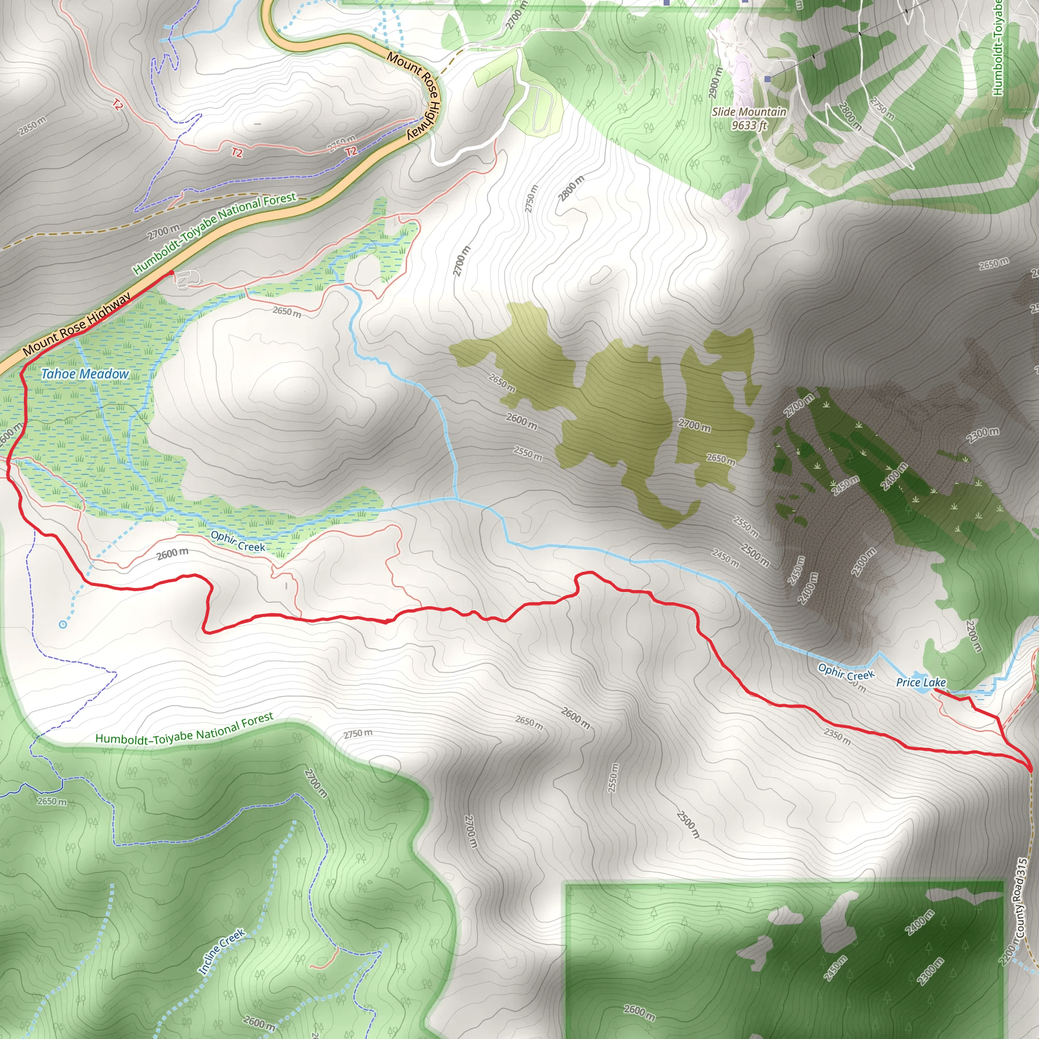 Upper Price Lake via Ophir Creek Trail mobile static map
