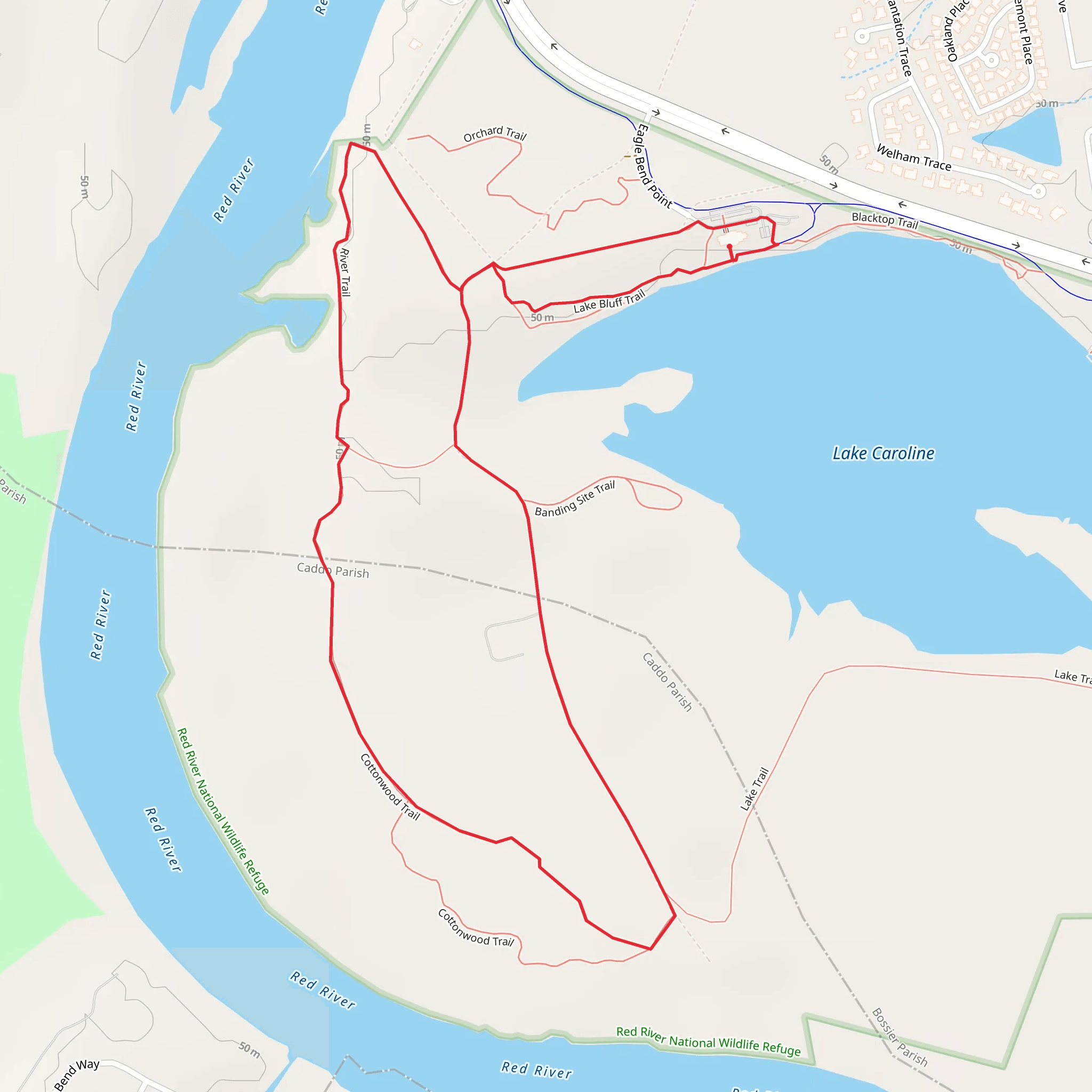 Lake Caroline West Loop mobile static map