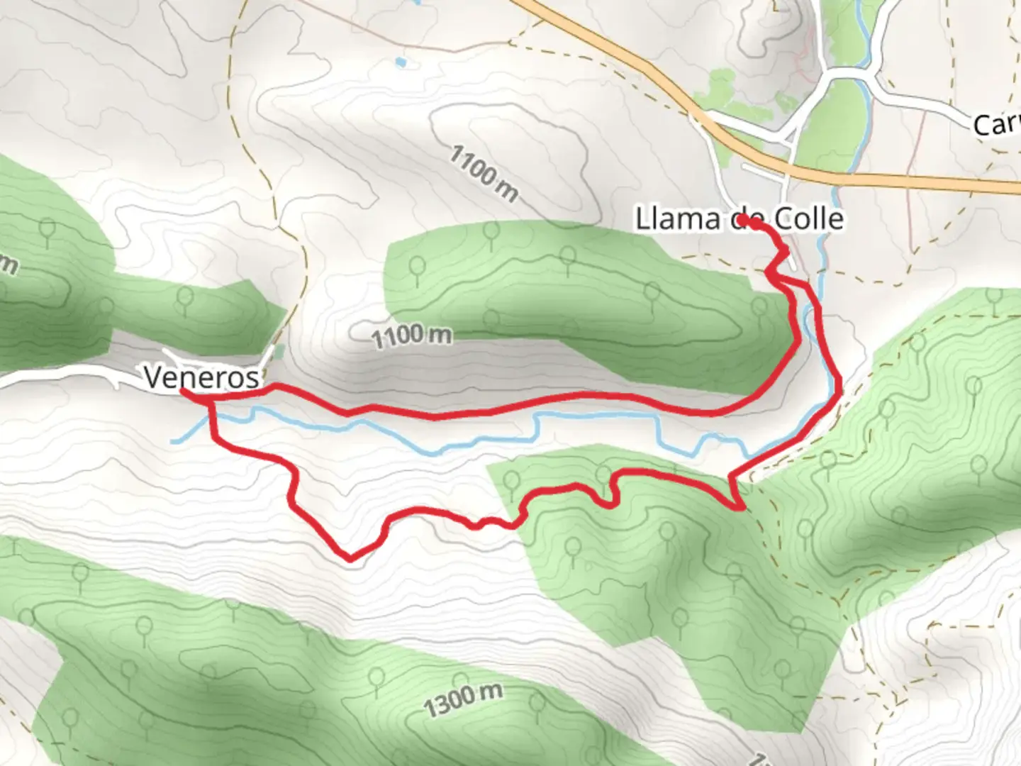 An image depicting the trail Road from Veneros to Llama SL LE 5 and its surrounding area.