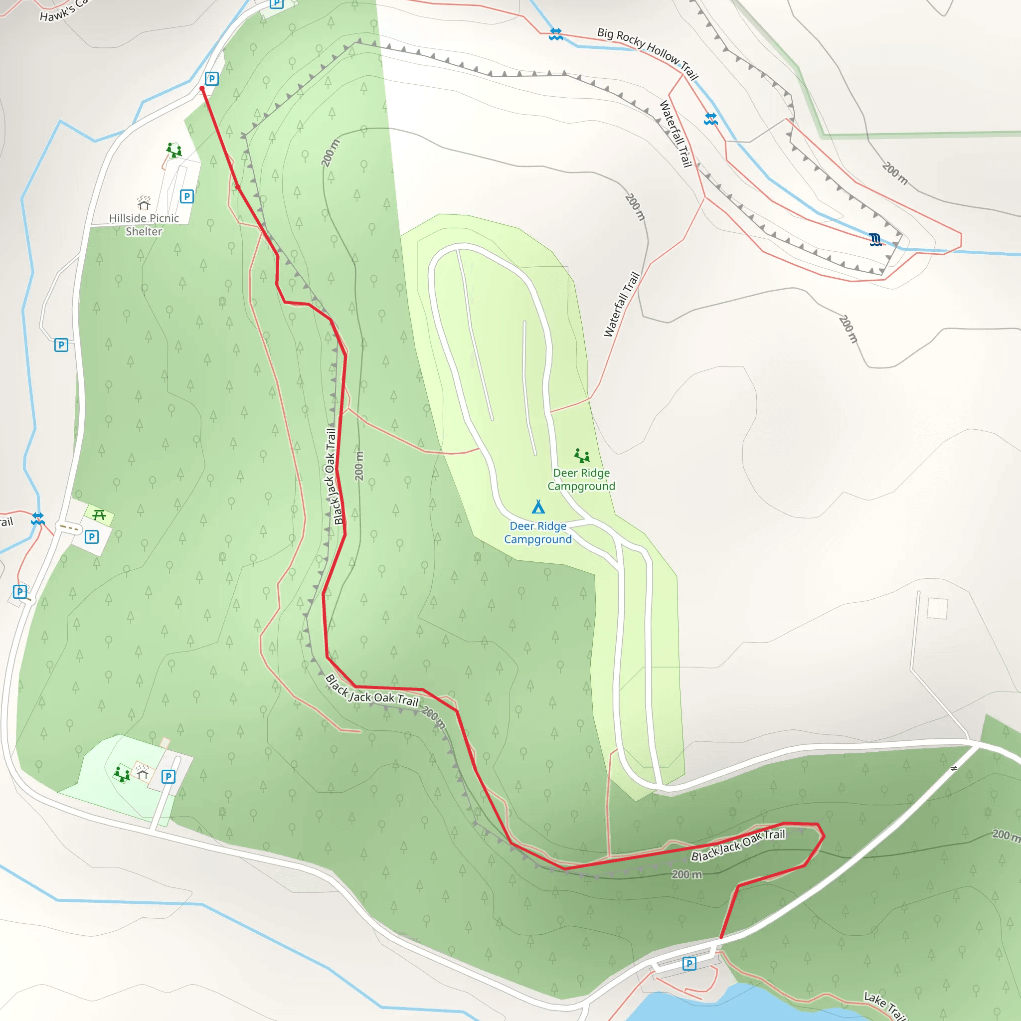 Blackjack Oak Trail mobile static map