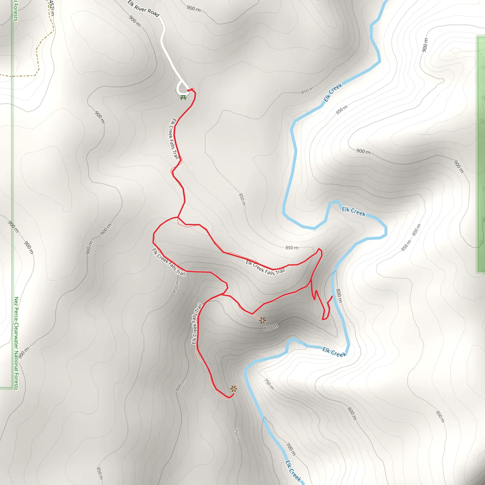 Elk Creek Falls Loop Trail mobile static map