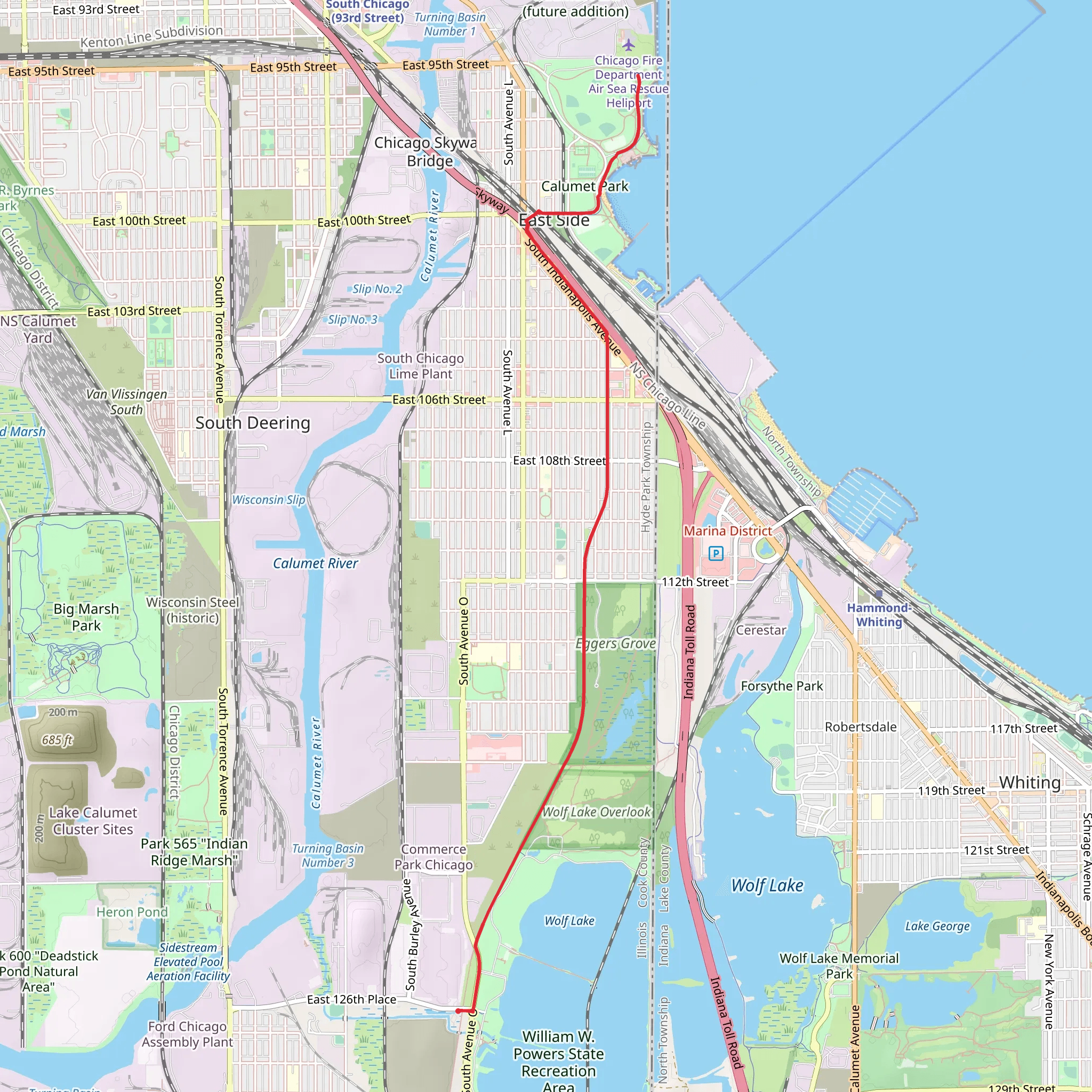 Burnham Greenway Black Paved Trail mobile static map
