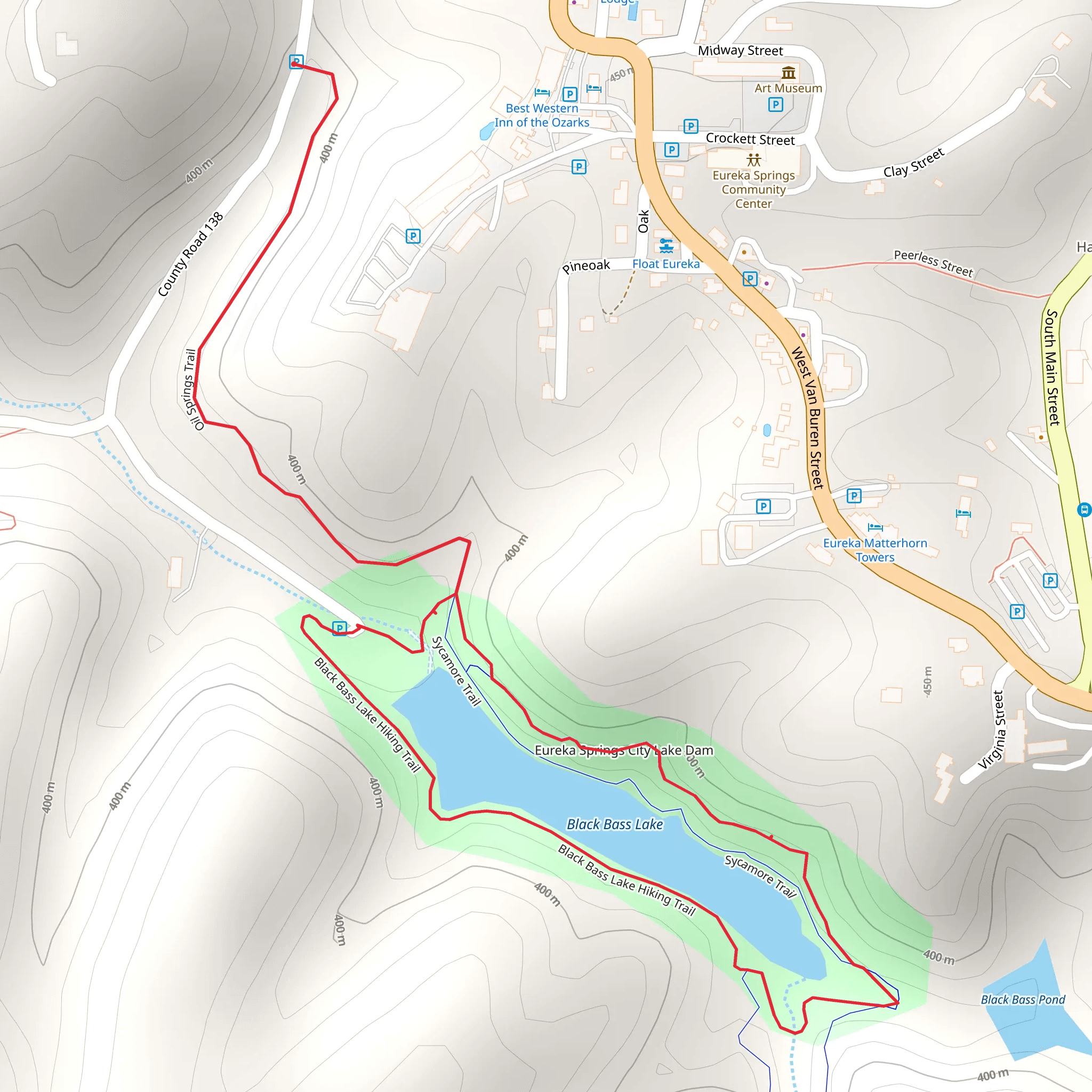 Black Bass Lake Hiking Loop Trail mobile static map