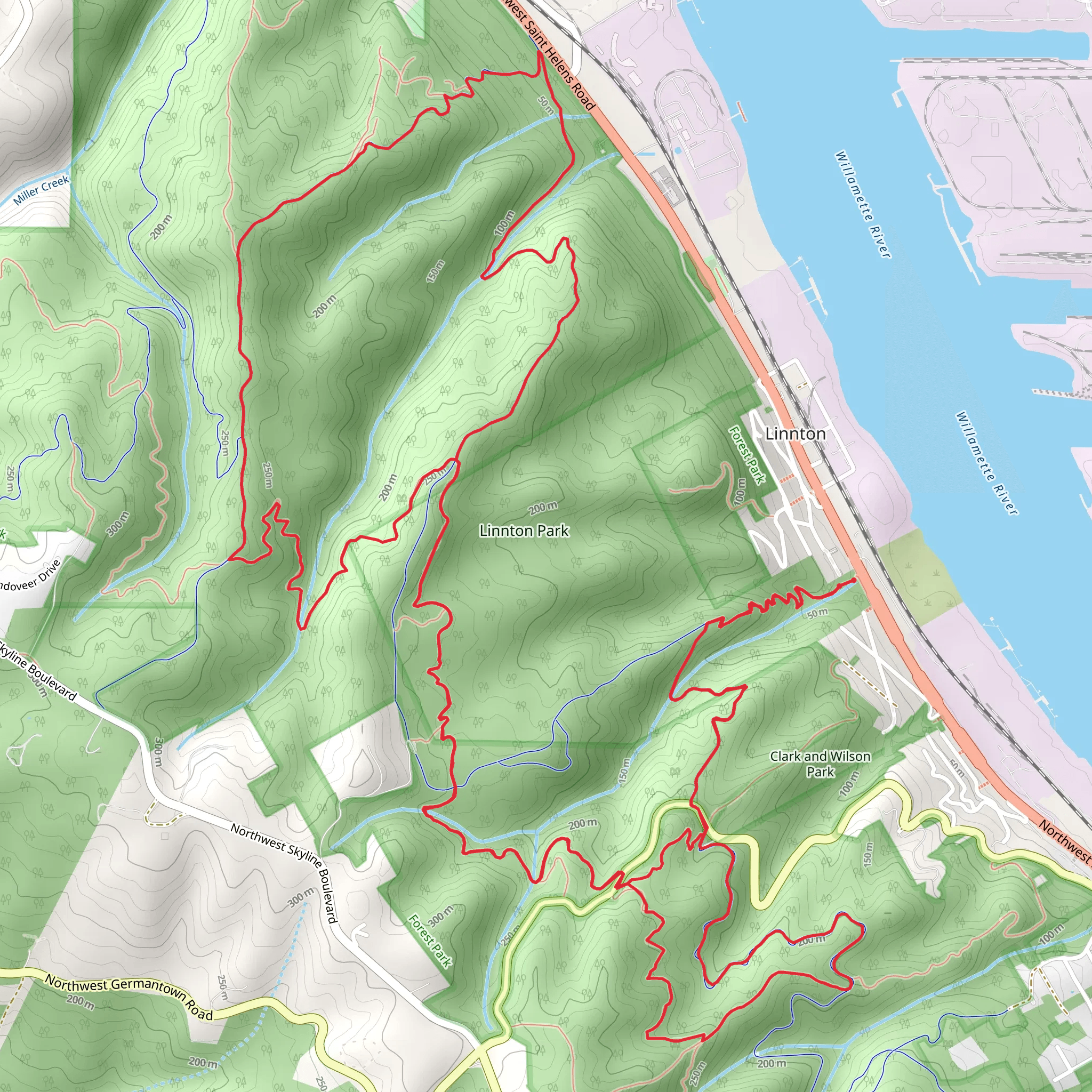 Linnton Park Loop mobile static map