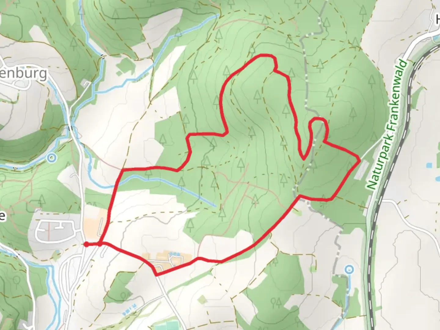 An image depicting the trail Eichenbuhl Loop and its surrounding area.