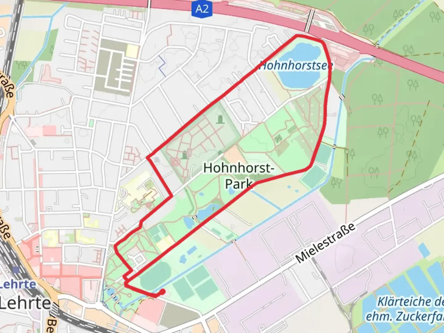 An image depicting the trail Hohnhorstsee Loop via Hohnhorstweg and its surrounding area.