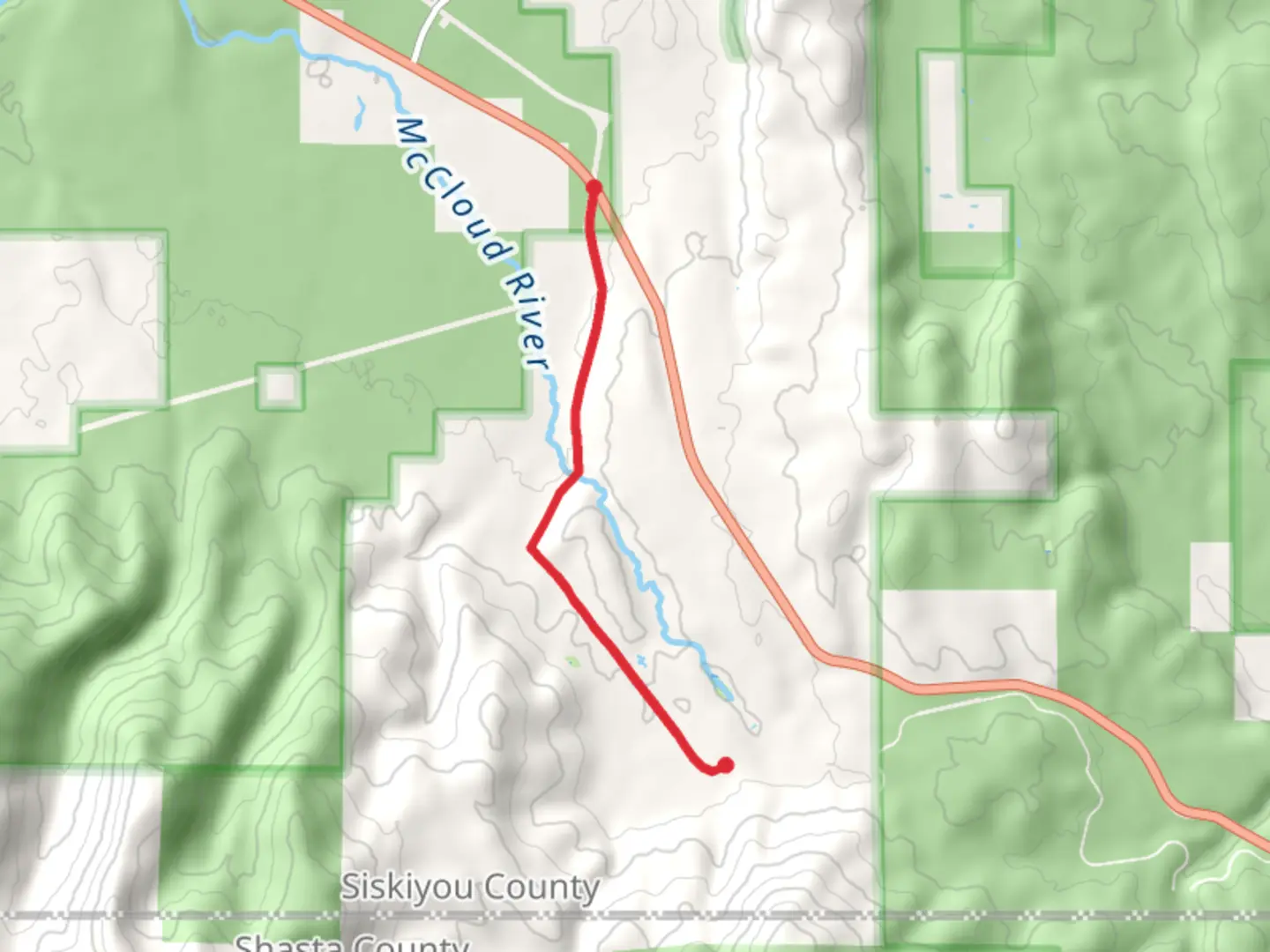 An image depicting the trail Great Shasta Rail Trail - Burney Branch and its surrounding area.