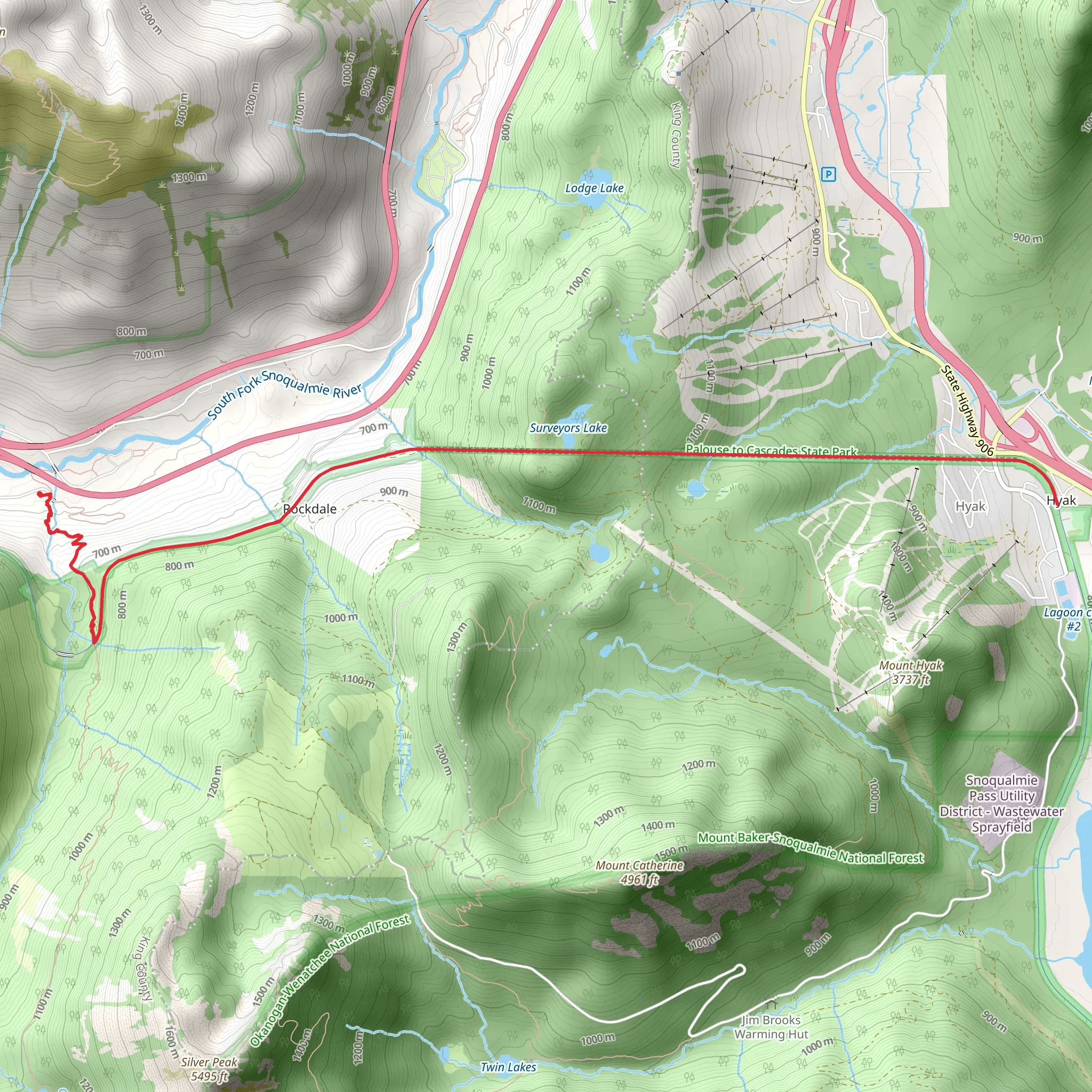 Annette Lake and Palouse to Cascades State Park Trail - Short mobile static map