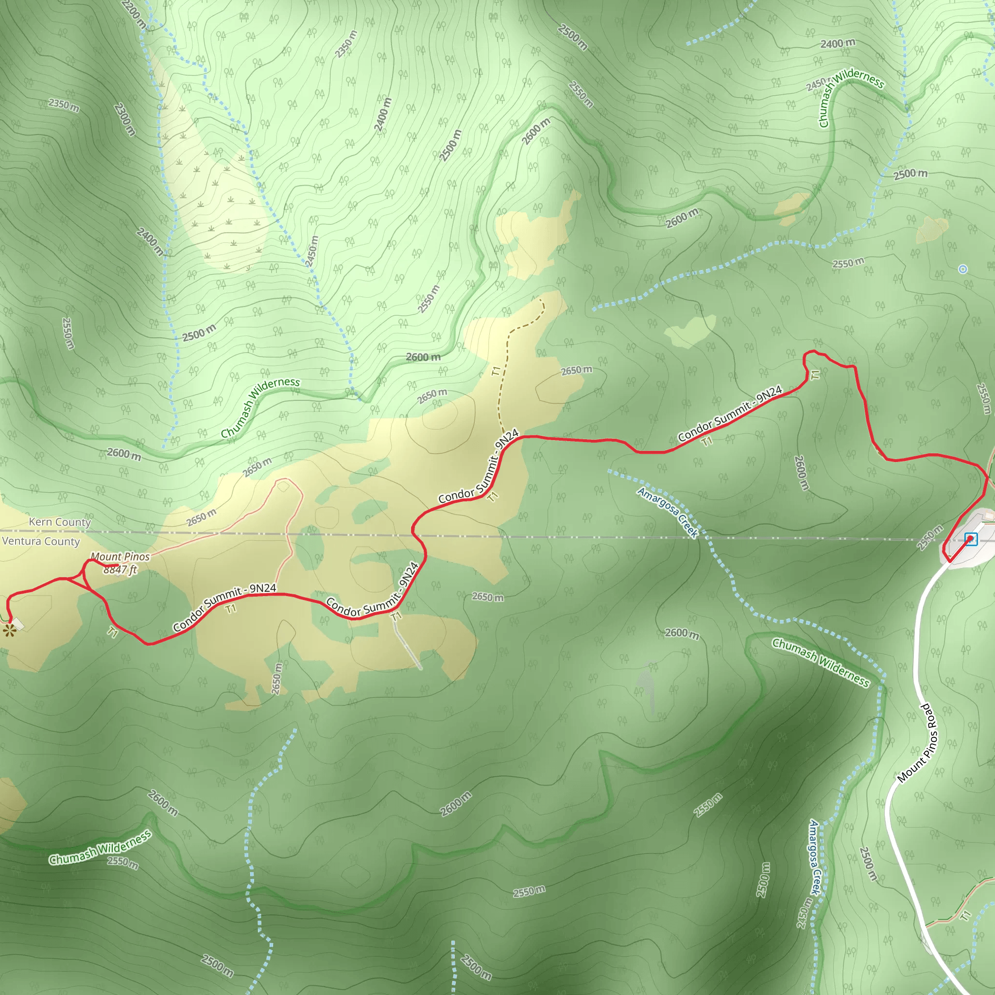 Mount Pinos via Condor Summit mobile static map