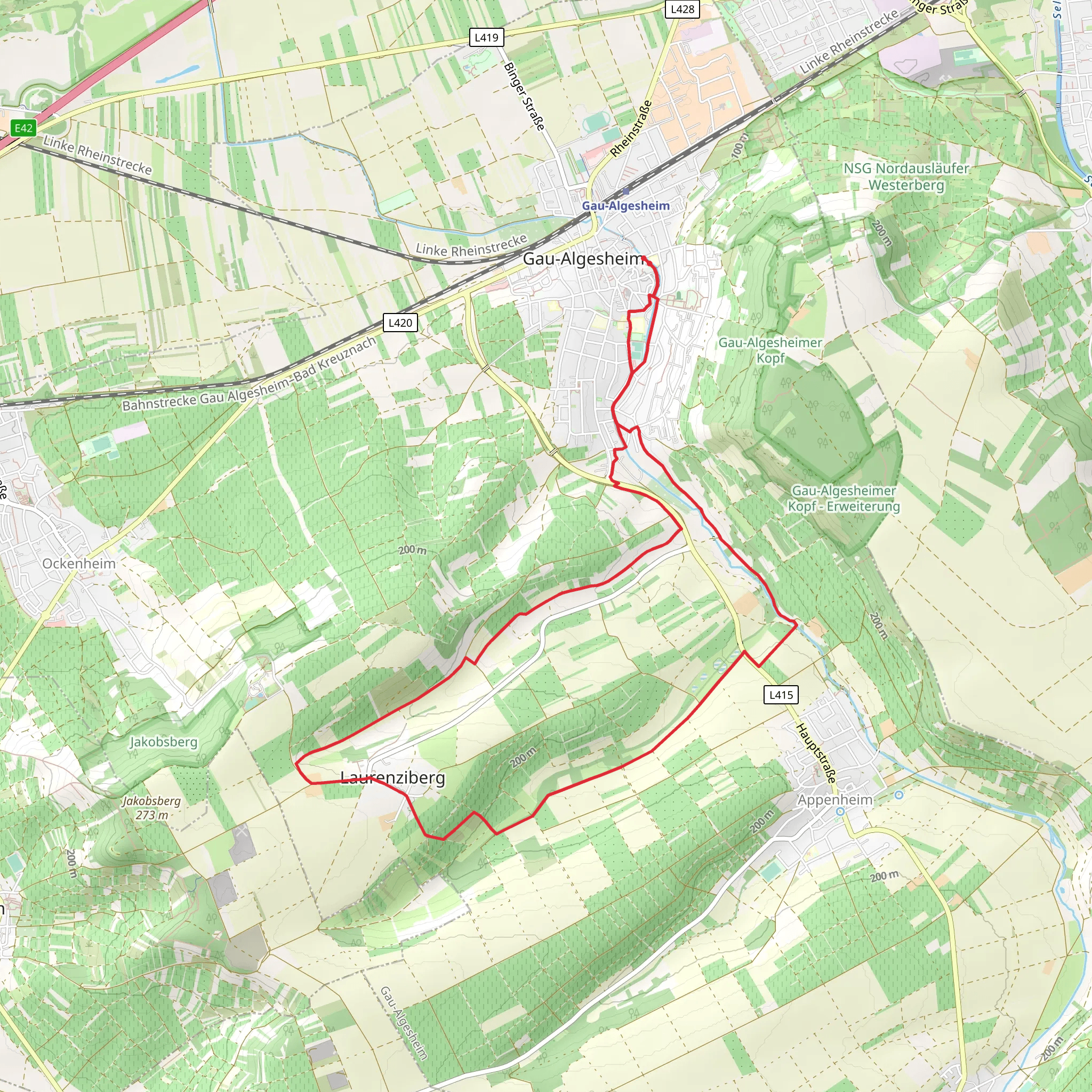 Gau-Algesheim and Appenheim Loop mobile static map