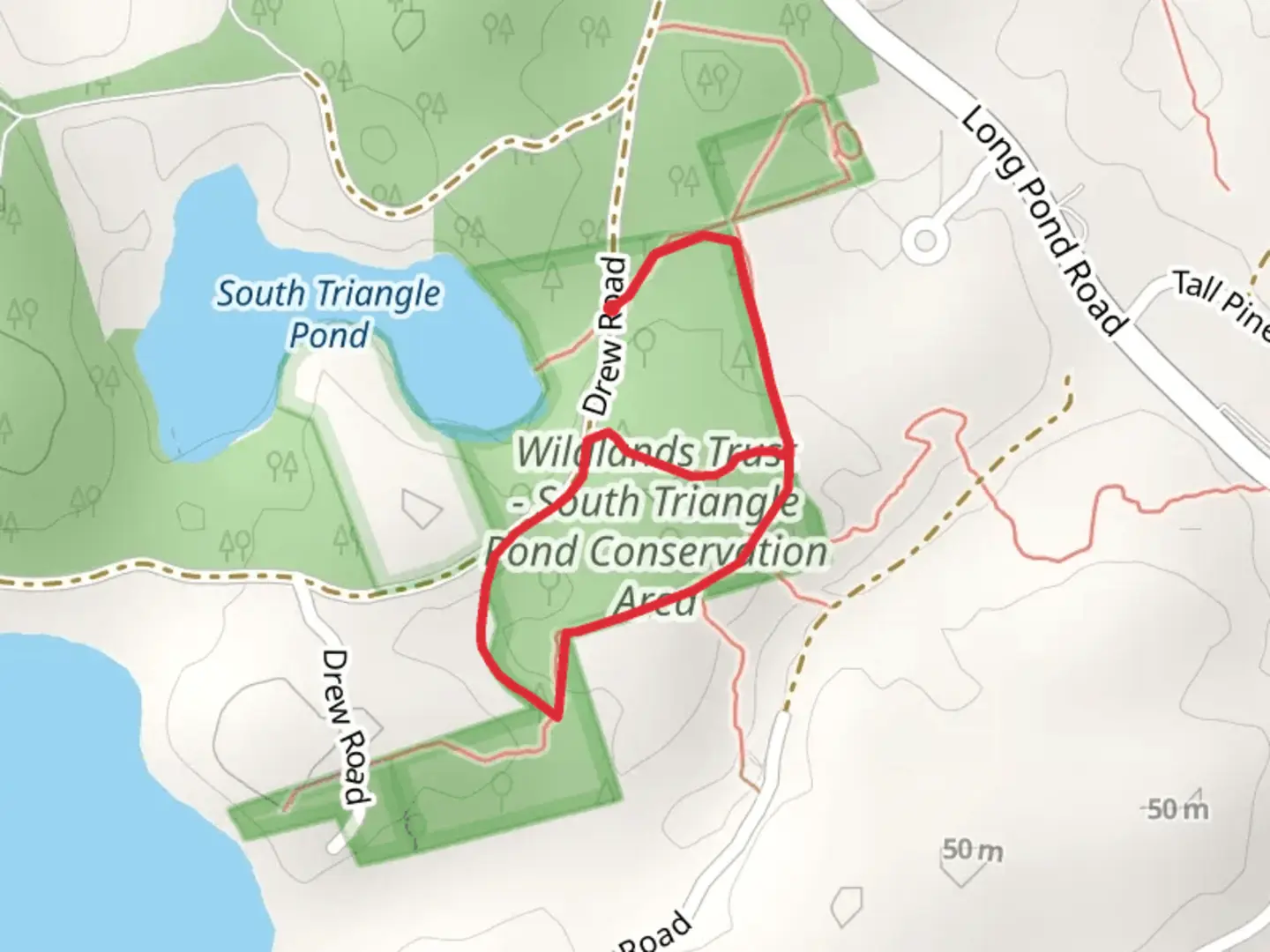 An image depicting the trail South Triangle Pond East Loop and its surrounding area.