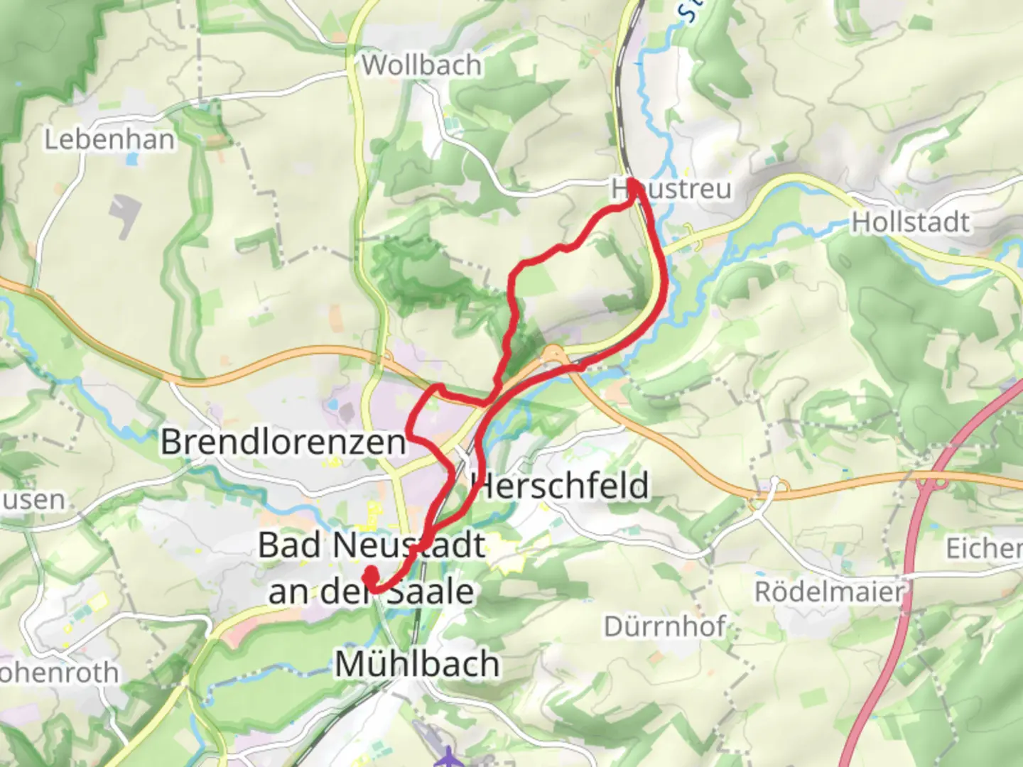 An image depicting the trail Rederkreuz Rundweg and its surrounding area.