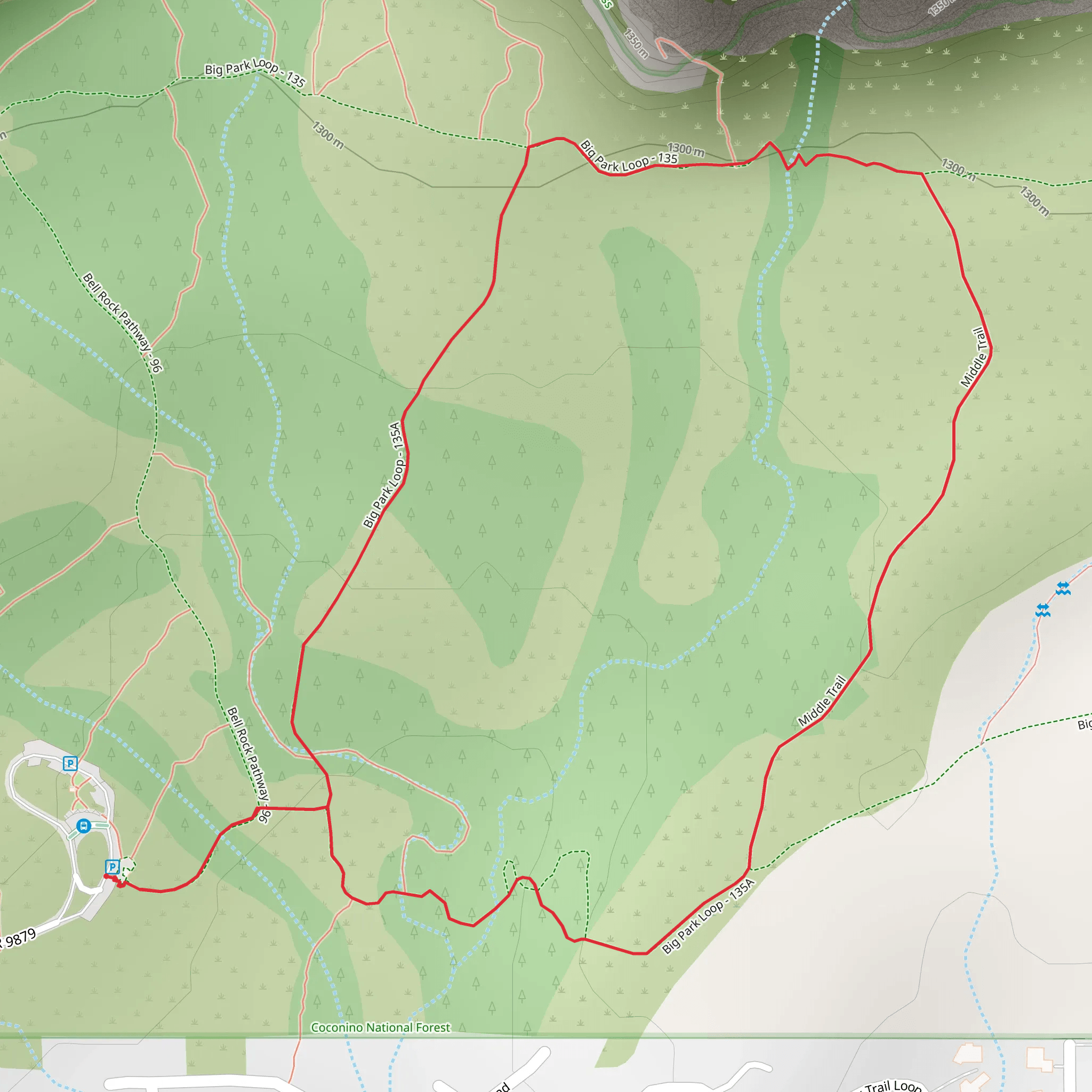 Middle, Big Park Loop via Belt Rock Pathway Trail mobile static map